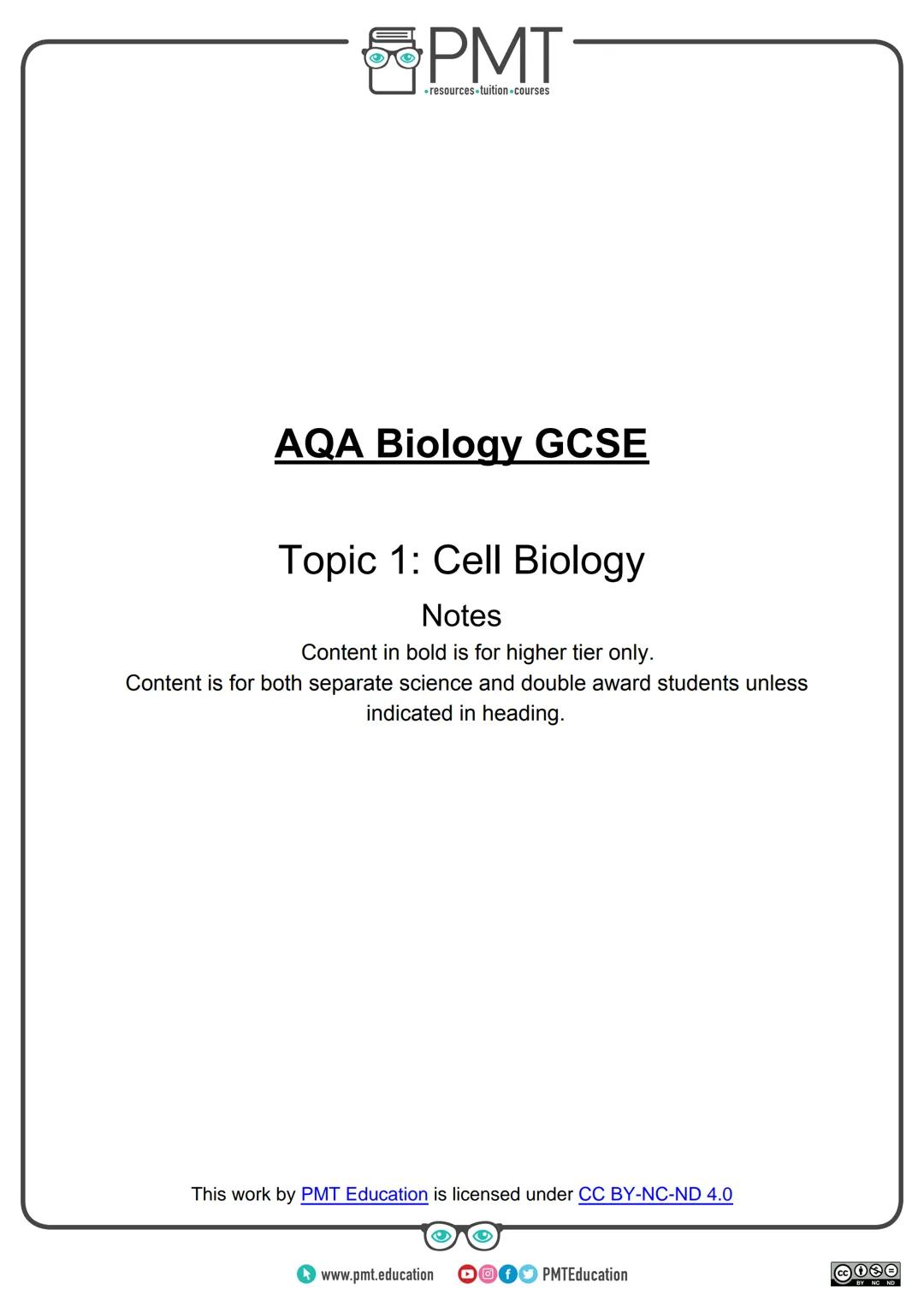 Topic 1 Cell Biology AQA Biology