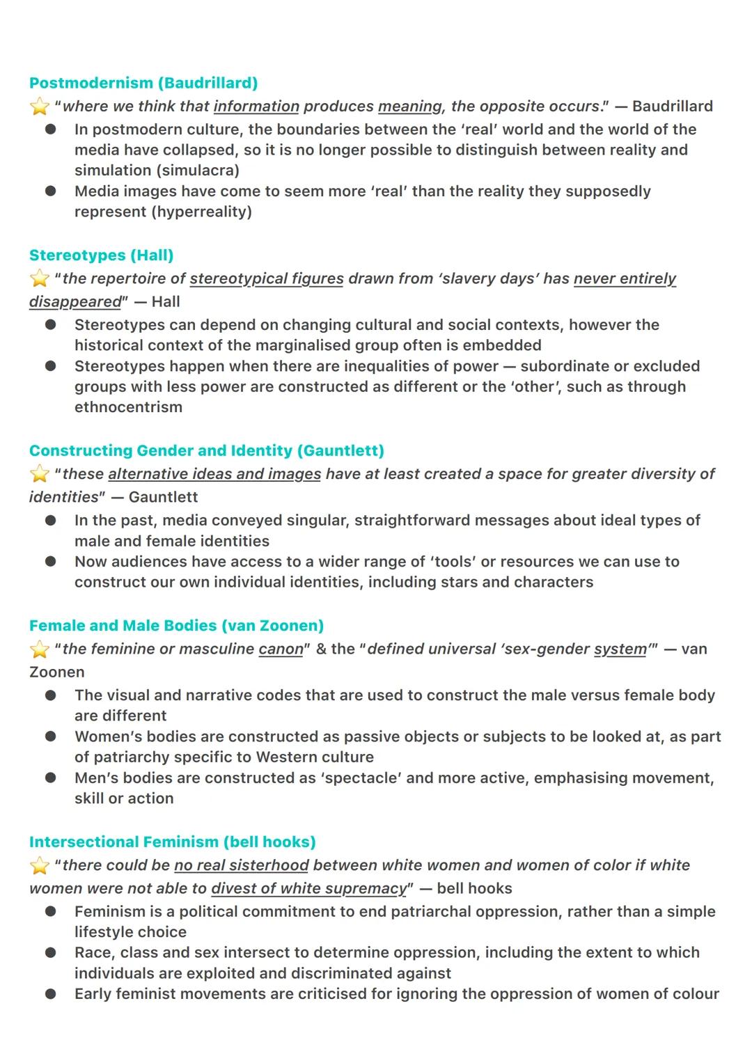 Media Theory Summaries
Semiotics (Barthes)
"this car tells me the social status of its owner" — Barthes
• Meanings are produced by media tex