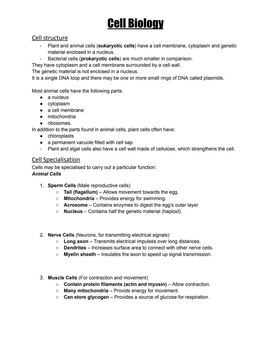 GCSE AQA cell biology