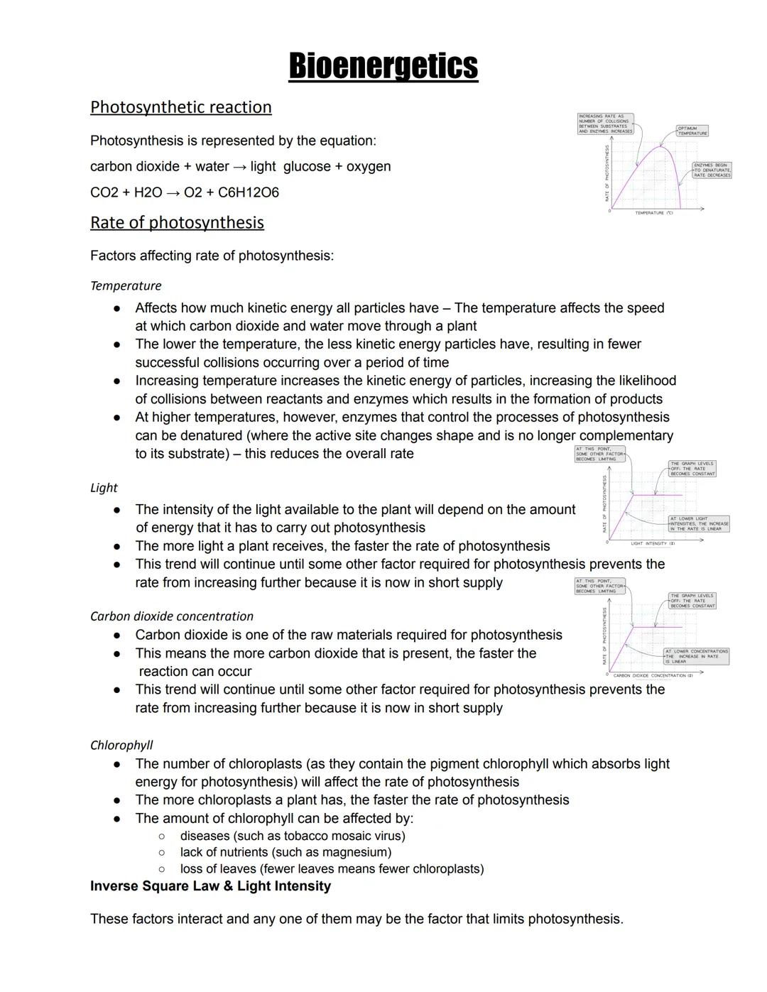 ## Photosynthetic reaction
Bioenergetics
Photosynthesis is represented by the equation:
carbon dioxide + water light glucose + oxygen
CO2