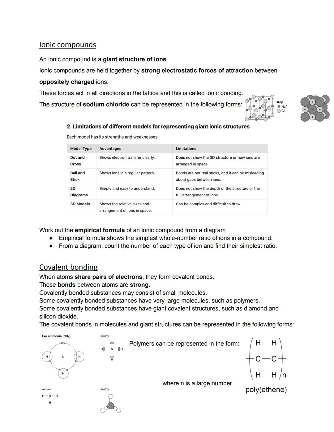 Bonding, structure, the properties of matter
Chemical bonds
There are three types of strong chemical bonds: ionic, covalent and metallic.
Fo