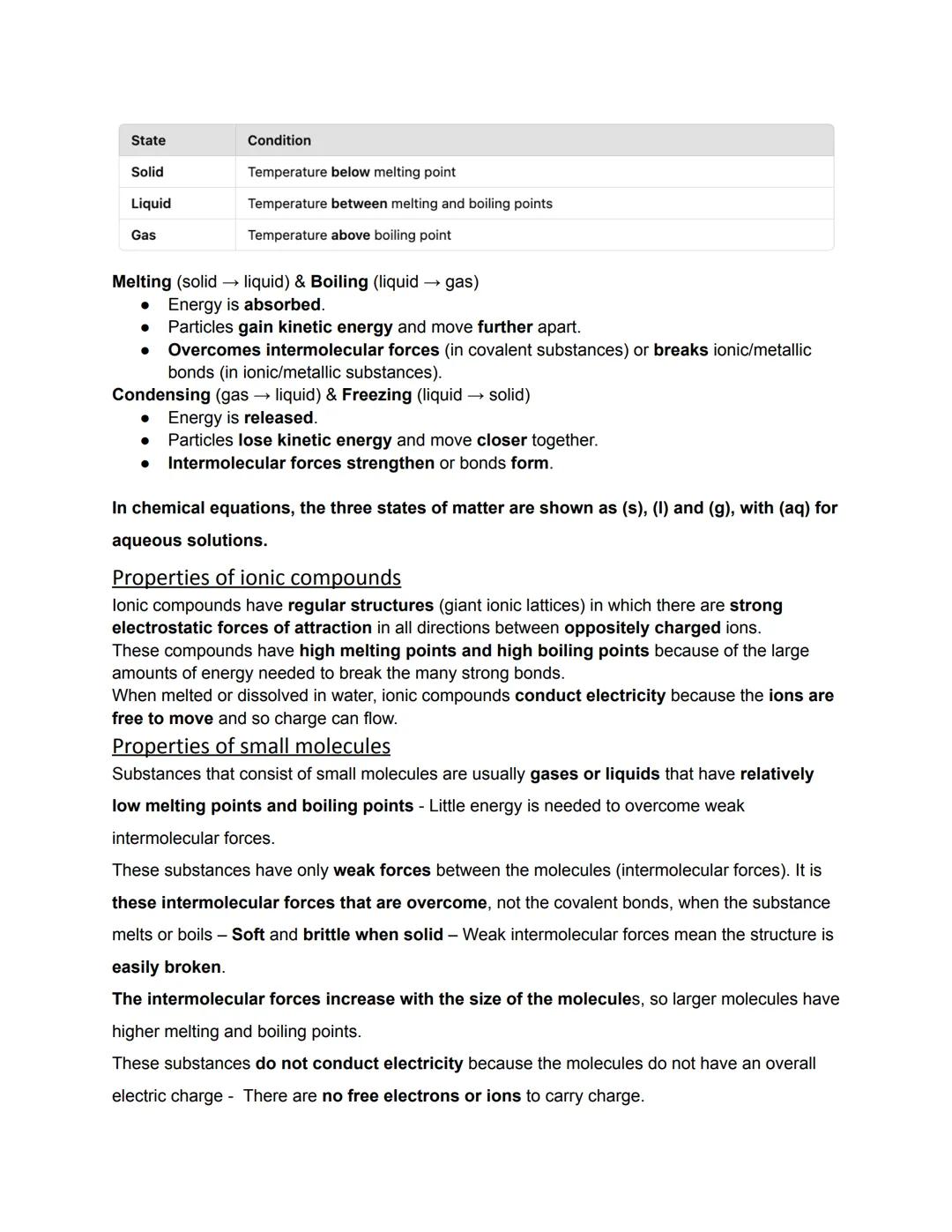 Bonding, structure, the properties of matter
Chemical bonds
There are three types of strong chemical bonds: ionic, covalent and metallic.
Fo