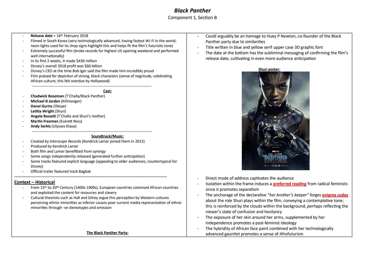 Hollywood blockbusters - genre conventions
Stylised VFX
Engaging antagonist
Killmonger had a compelling motive for revenge, as his father wa