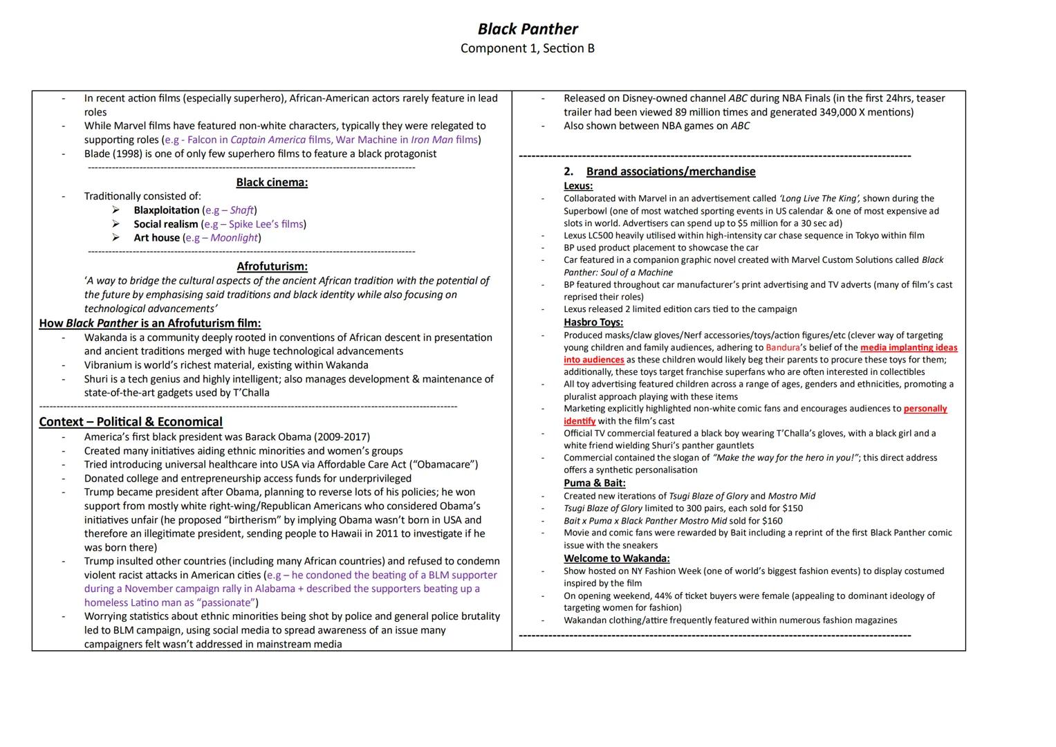 Hollywood blockbusters - genre conventions
Stylised VFX
Engaging antagonist
Killmonger had a compelling motive for revenge, as his father wa