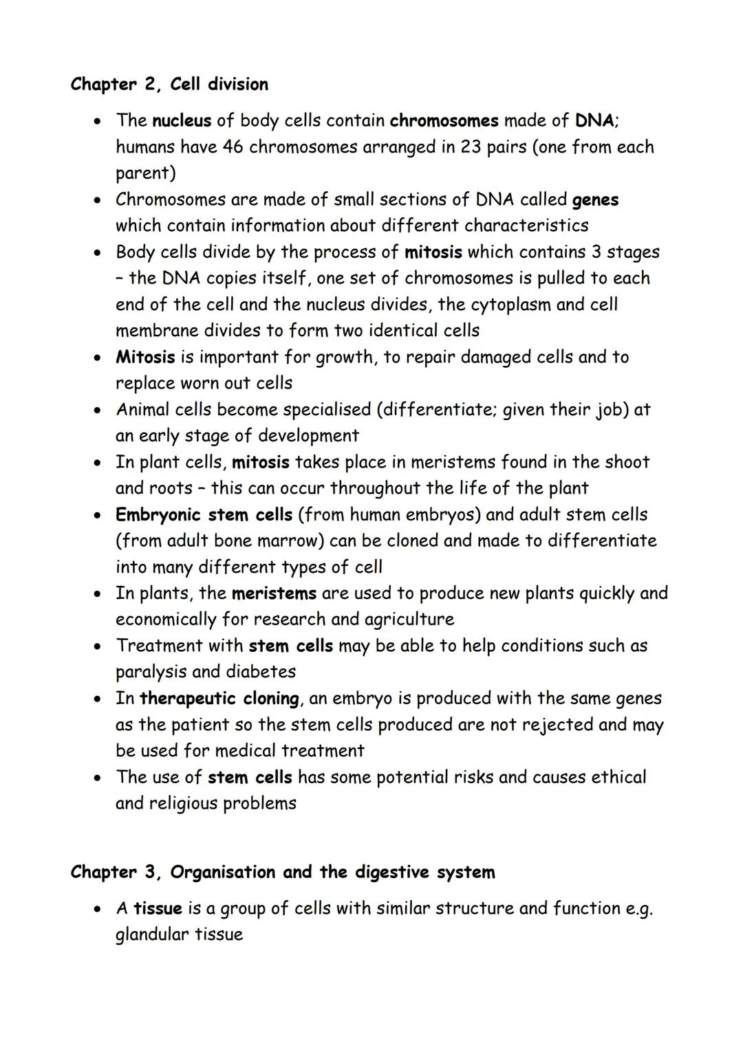 Biology paper 1 key points
Chapter 1, Cell structure and transport
• Light microscopes contain an eyepiece lens, objective lens, stage,
cour