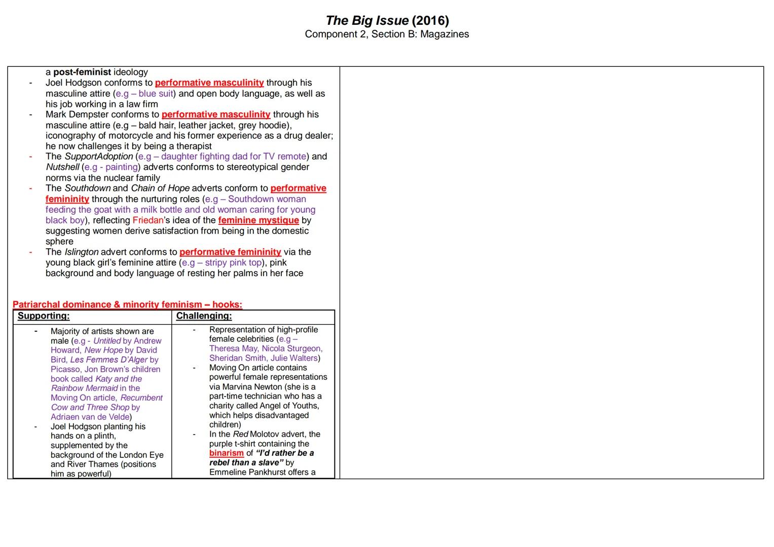 The Big Issue (2016)
Component 2, Section B: Magazines
Context-Production:
A British independent, alternative content affairs and entertainm