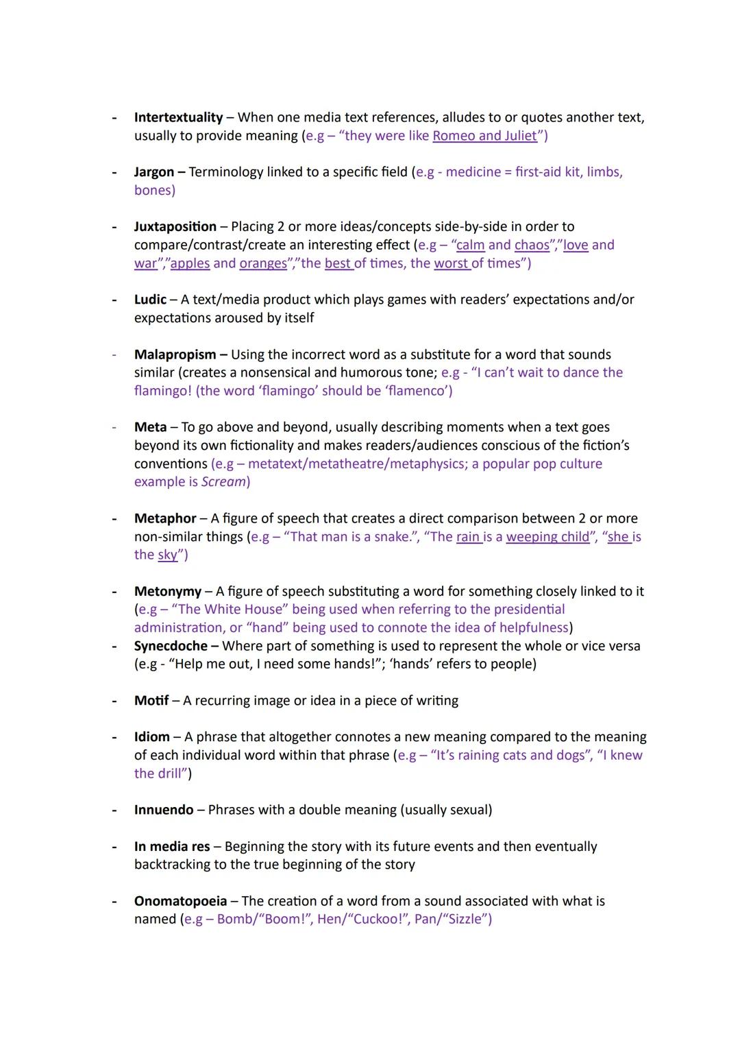 TYPES OF REPETITION:
- Syntactic parallelism - The repetition of any word or phrase used in ANY way
(umbrella term)
- Anaphora - The repetit