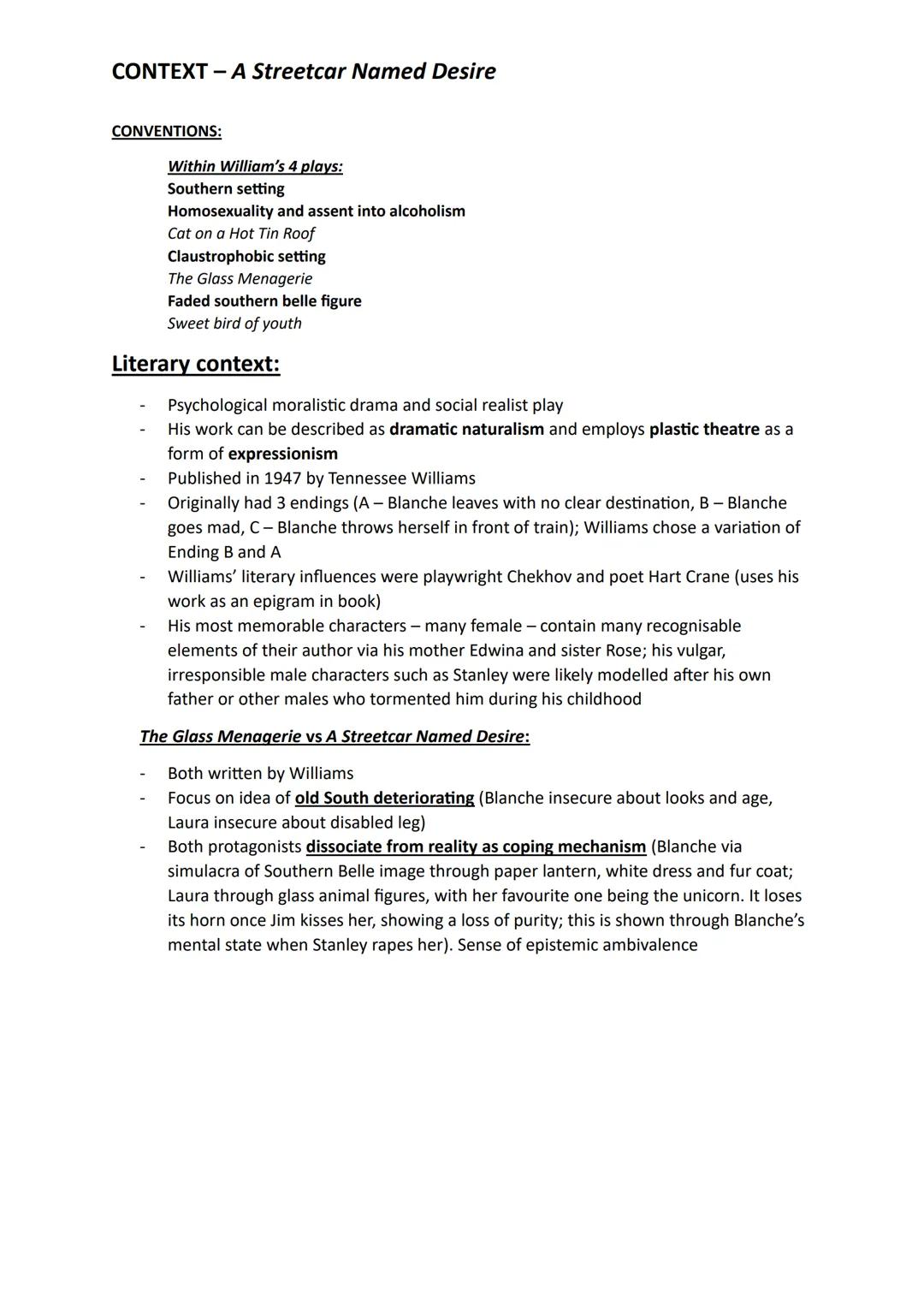 A Streetcar Named Desire - Context