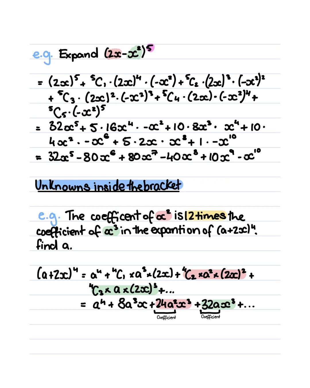 Binomial theorem.
(1+x)² =
1
1
xx
x
x
3
= 1+2x+x²
(1+x)³ = (1+2x+x²) x (1+x)
= x 1 2x x²
1 1 2x x²
xx 2x² x³
= 1+3x+3x²+x³
(1+x)⁴ = (1+3x+3