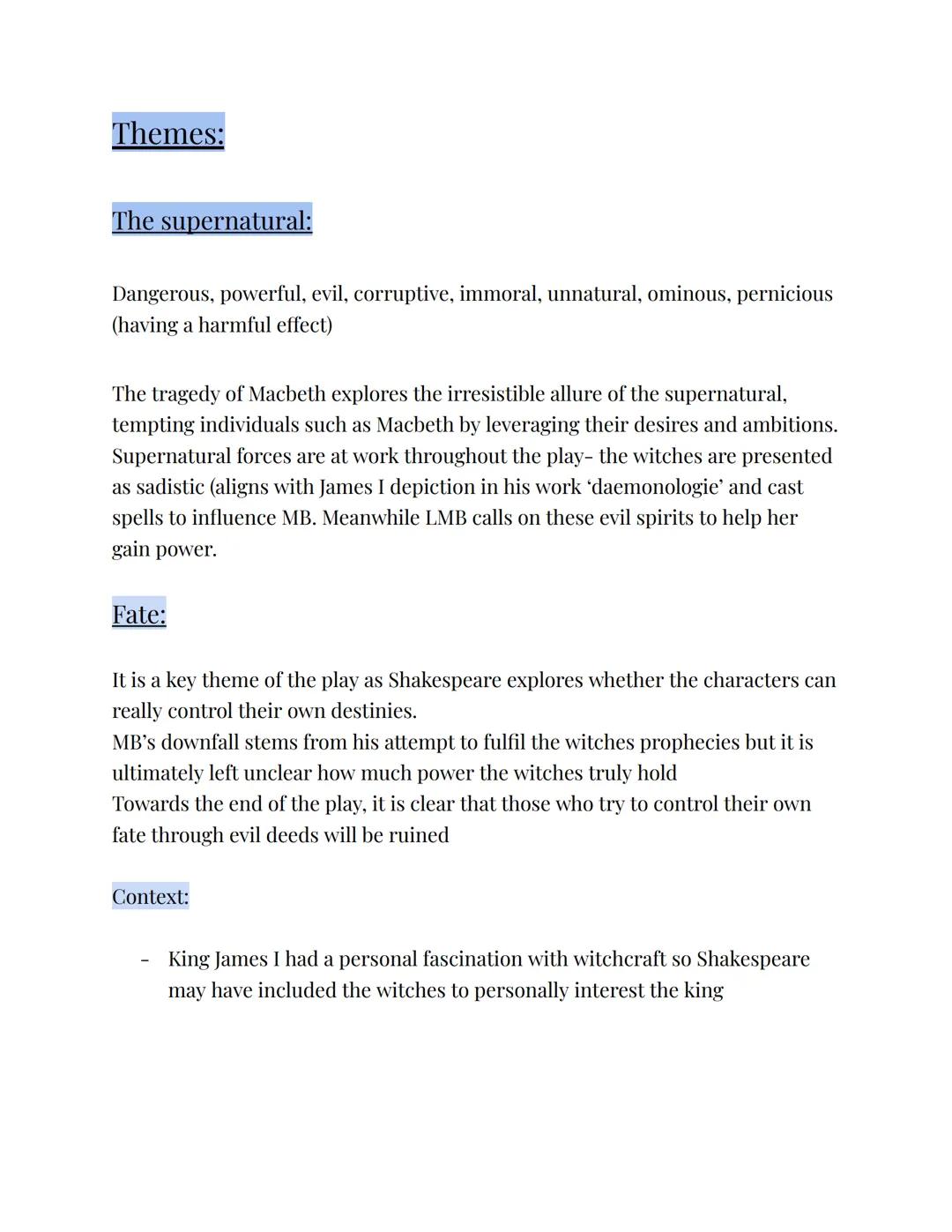 Macbeth essay plans themes and characters