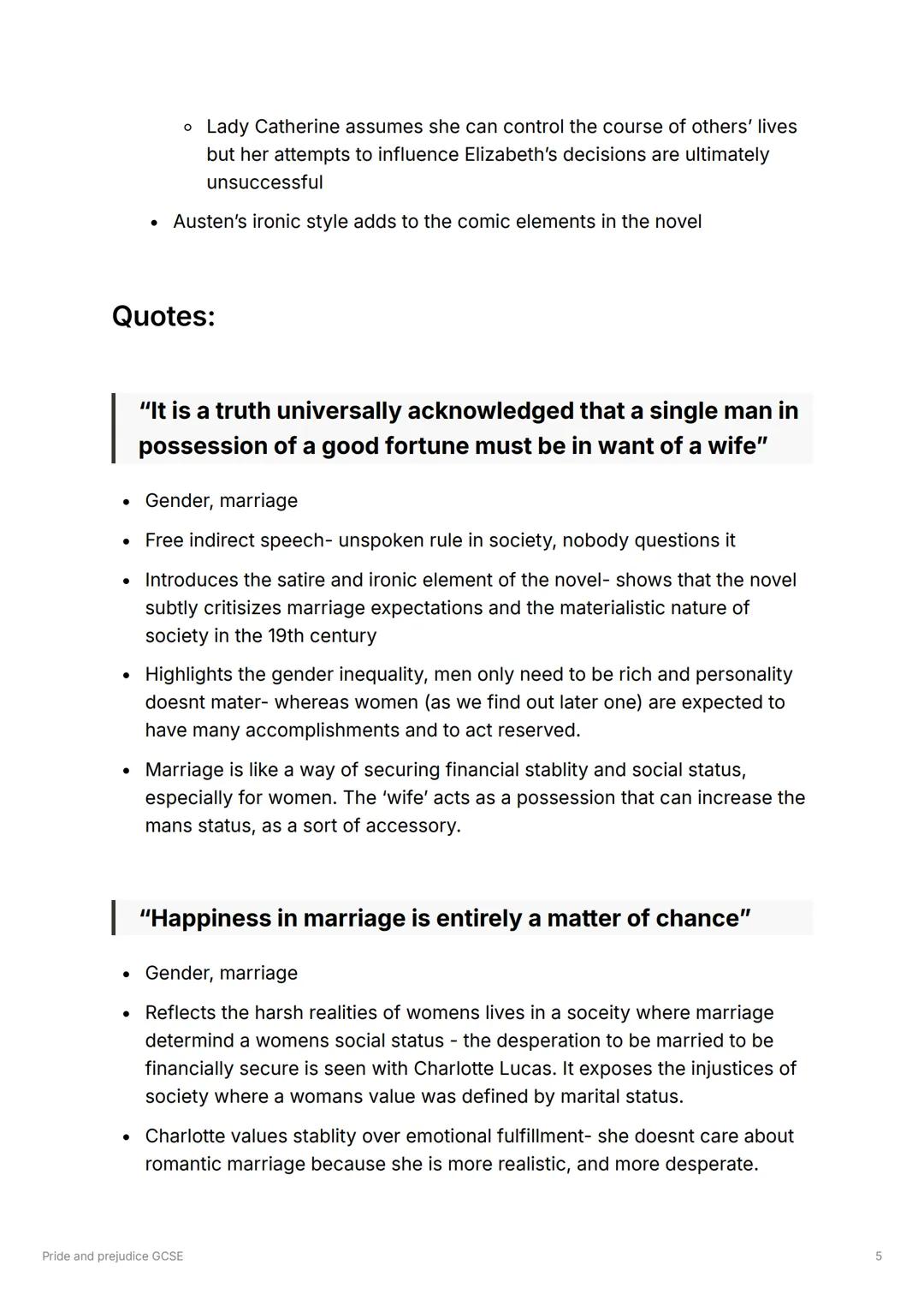 Pride and prejudice GCSE
Writers Methods and Techniques:
Tone
• The tone of Pride and Prejudice is generally satirical and ironic, which
has