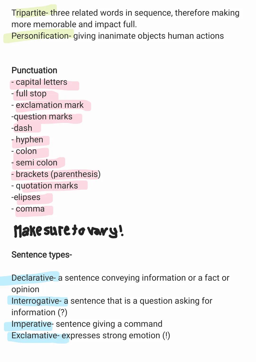 English Language devices-
MRSOAP
Noun-person, place or thing
DAFOREST
Verb- a doing word
Alliteration-repetition of consonants sounds in nea