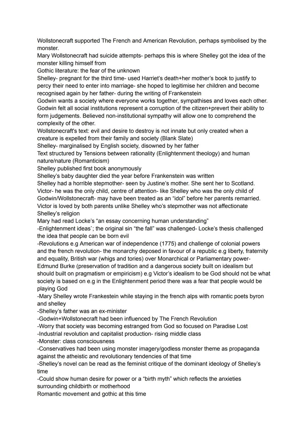 Frankenstein:
-Written in an epistolary format in the form of a cautionary tale where Shelley intentionally
sequences events to show the neg