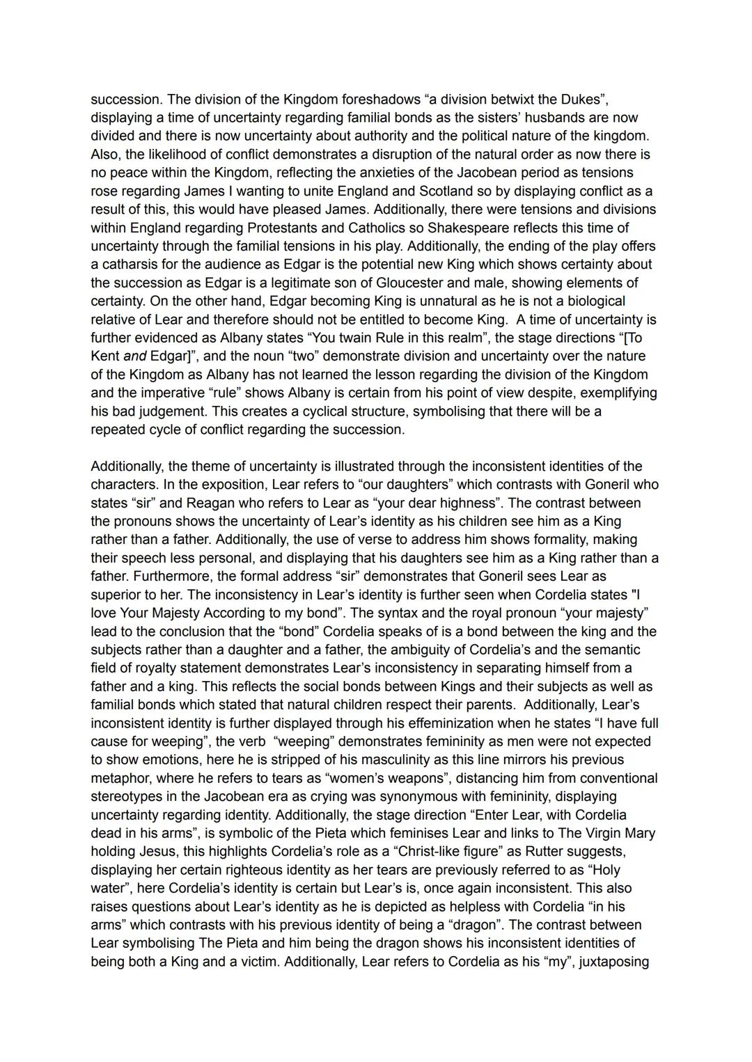 Analyse the ways in which Shakespeare presents a time of uncertainty in King Lear.
Millie M
Shakespeare sequences events to create tension a