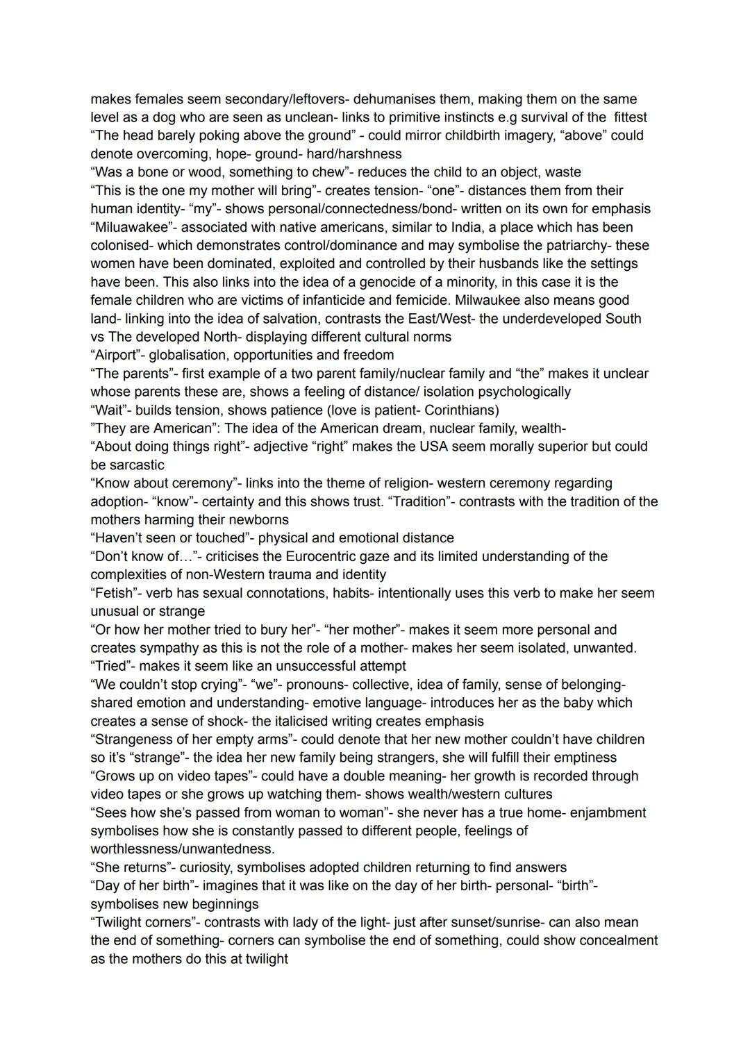 The Deliverer:
-Title is a determiner and plays on the word "deliverer", making it unclear and links to God,
giving birth, storks, religious