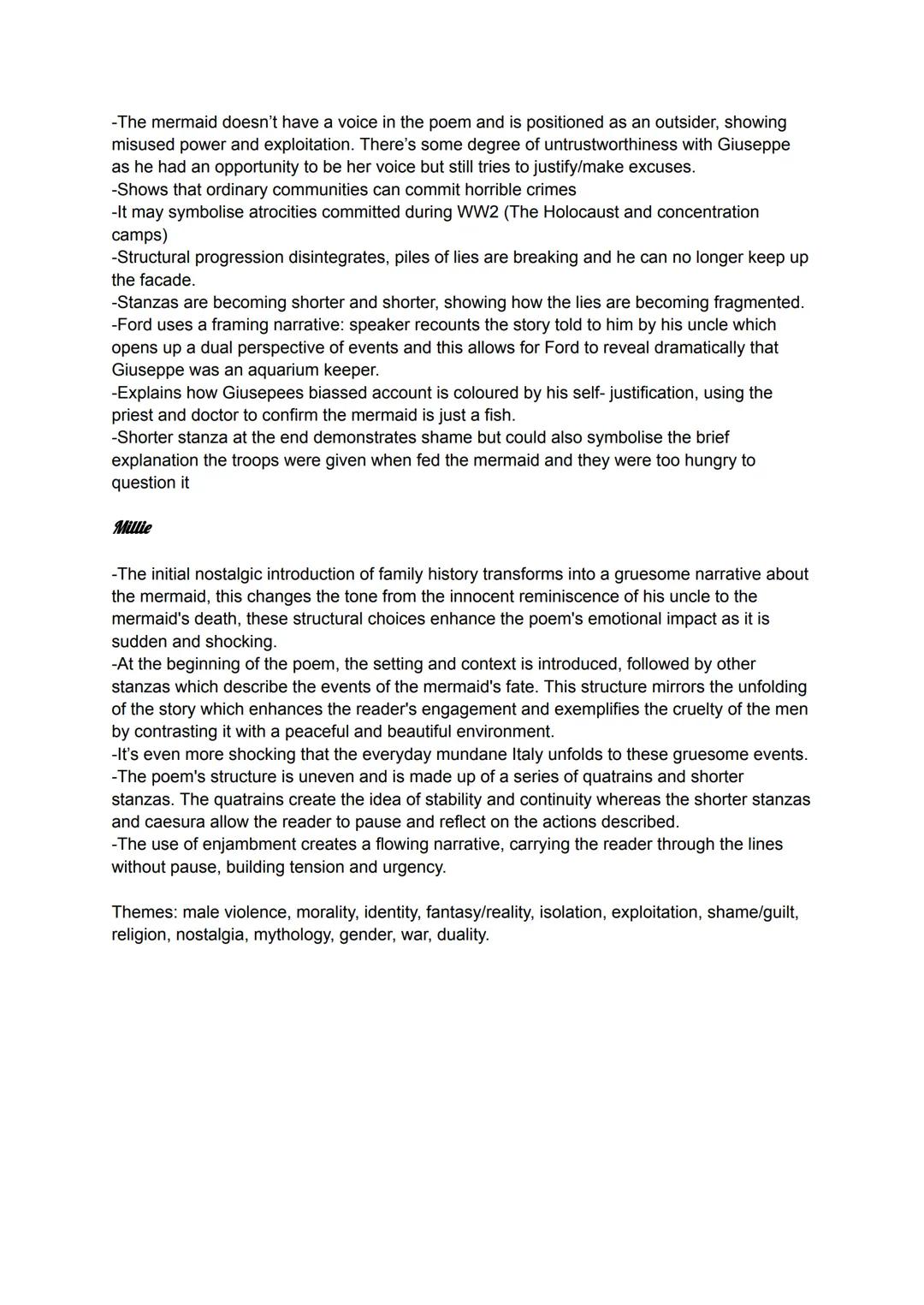 Giuseppe:
Millie M
"Giuseppe" means Joseph in Italian, this is an Biblical allusion and has religious undertones,
linking to the story of Jo