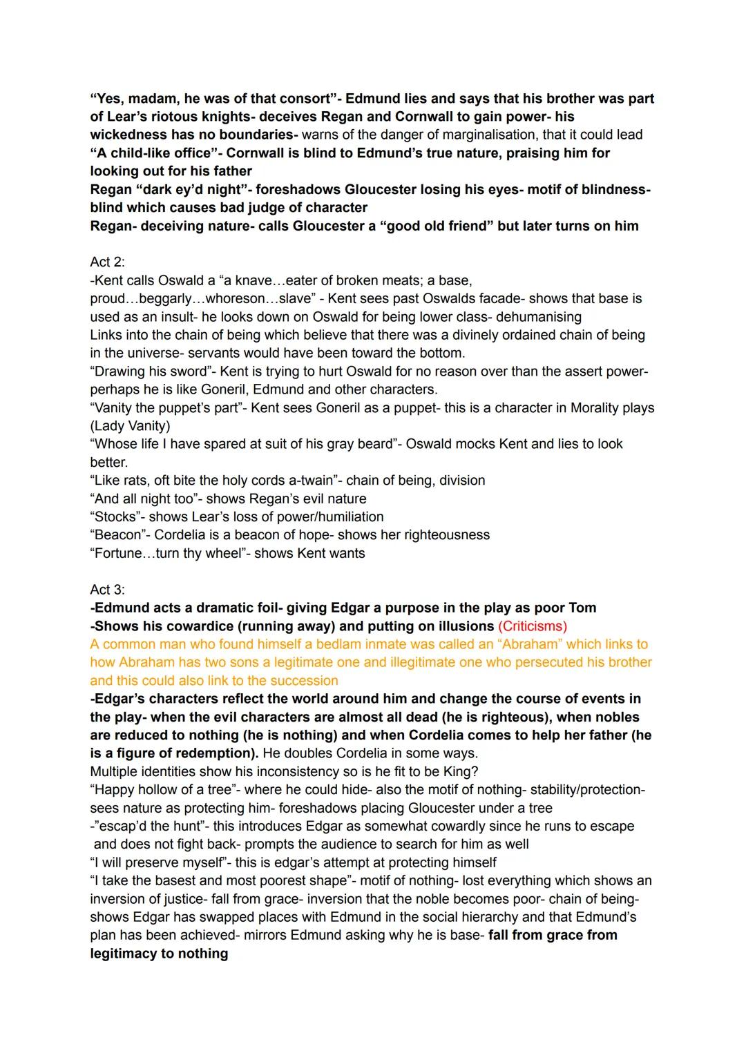 King Lear: Act 2:
-The fact that Lear does not have a soliloquy isolates us from his internal world and strips us
of any sympathy we may hav