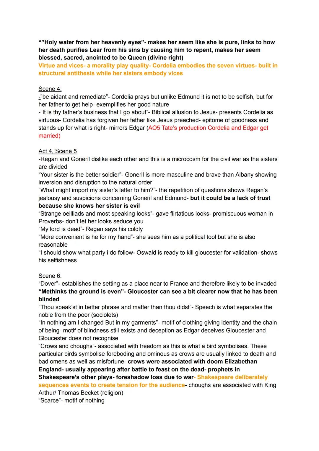 Act 4- King Lear
Act 4, Scene 1:
Millie M
-The Heath: mirrors the main plot when Lear was guided through the heath by the fool but
here Glou