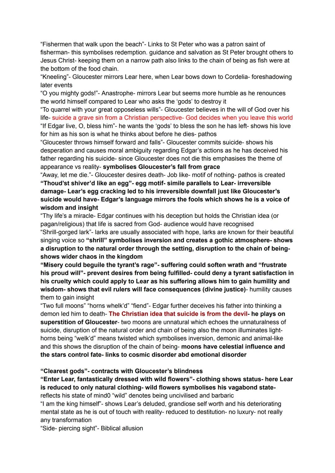 Act 4- King Lear
Act 4, Scene 1:
Millie M
-The Heath: mirrors the main plot when Lear was guided through the heath by the fool but
here Glou