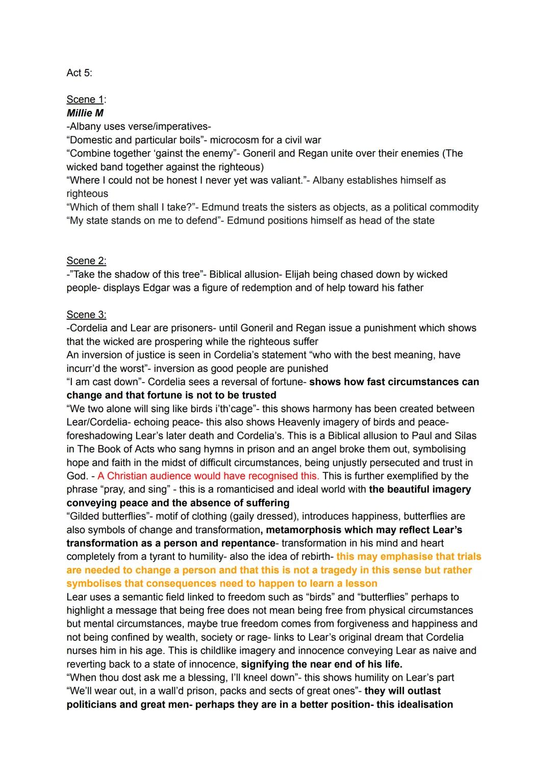 Act 5:
Scene 1:
Millie M
-Albany uses verse/imperatives-
"Domestic and particular boils"- microcosm for a civil war
"Combine together 'gains