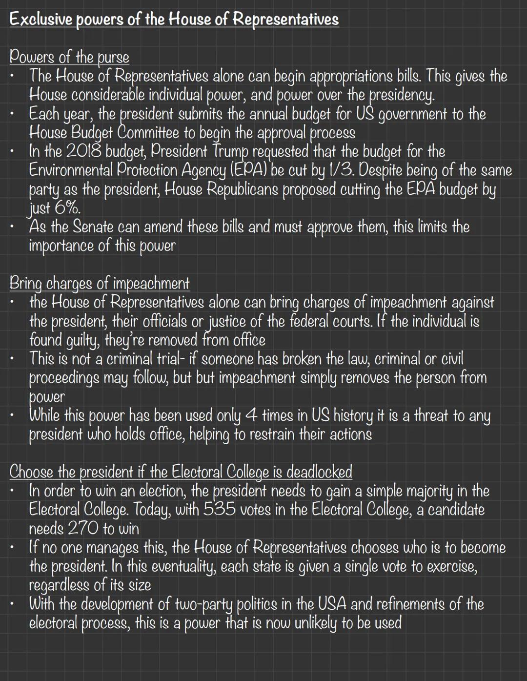 The Structure of Congress
- the US congress is bicameral, meaning it is made up of 2 chambers- the House of Representatives and the Senate
-