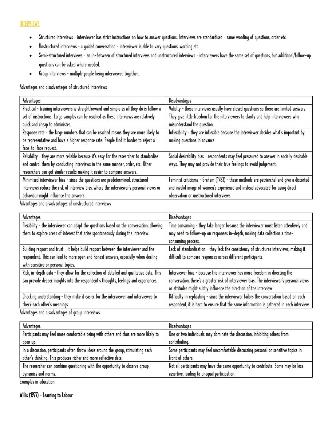 KEY WORDS
Research METHODS - Advantages AND DISADVantages
Quantitative data - refers to information that appears in numerical form, or in th
