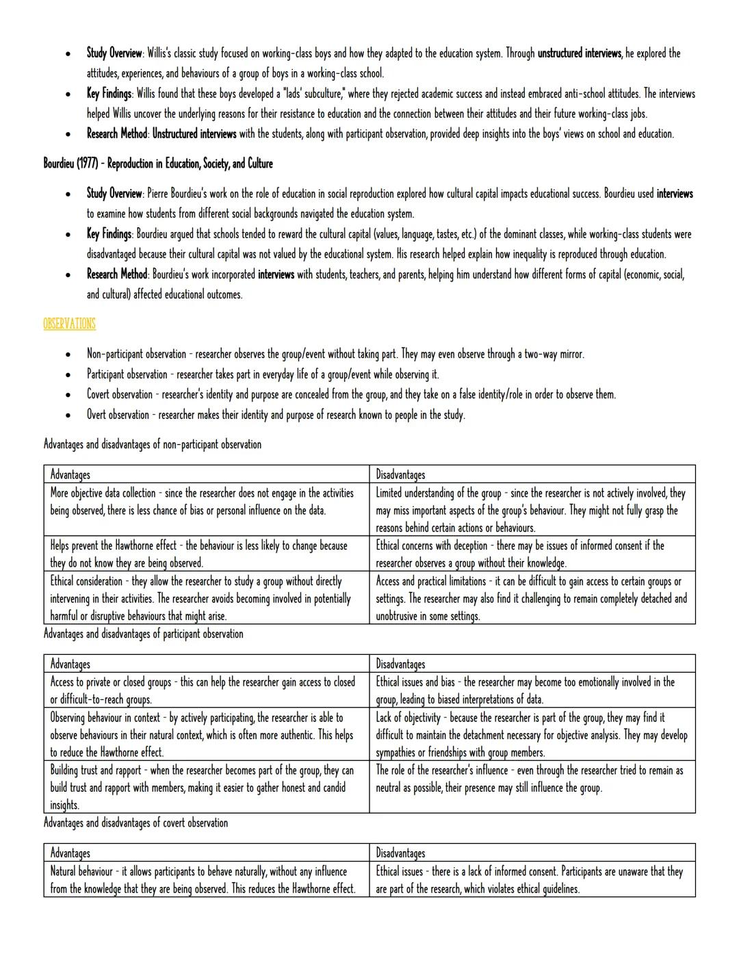 KEY WORDS
Research METHODS - Advantages AND DISADVantages
Quantitative data - refers to information that appears in numerical form, or in th
