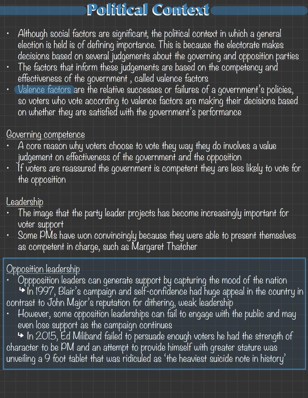 Social Factors
Class based voting & class/partisan dealignment
- Until 1996, general elections were defined by how successful the Labour and