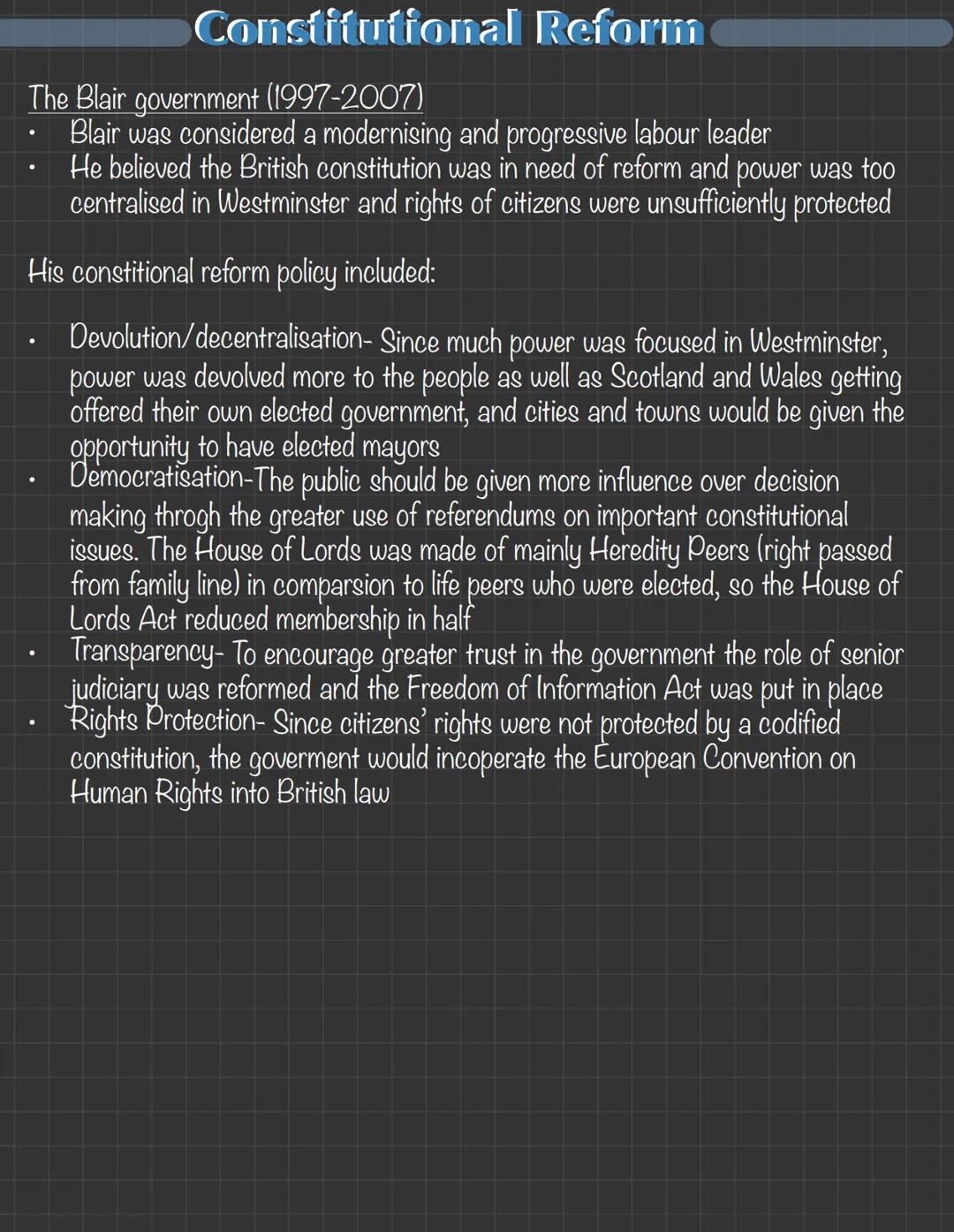 The Nature & Sources of UK Constitution
The nature of the UK constitution
- A constitution is the name given to the fundamental rules outlin
