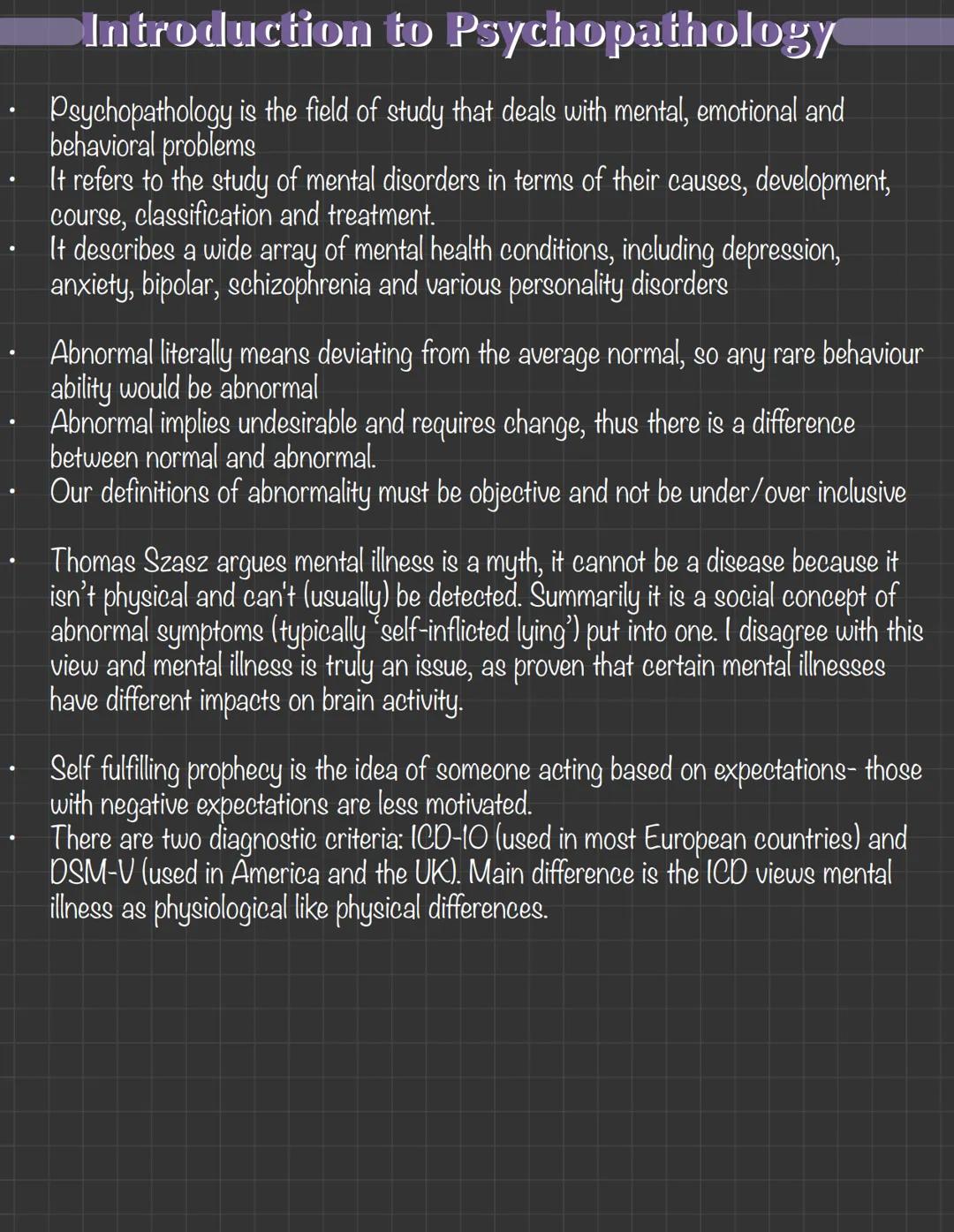 Introduction to Psychopathology
- Psychopathology is the field of study that deals with mental, emotional and
behavioral problems
- It refe
