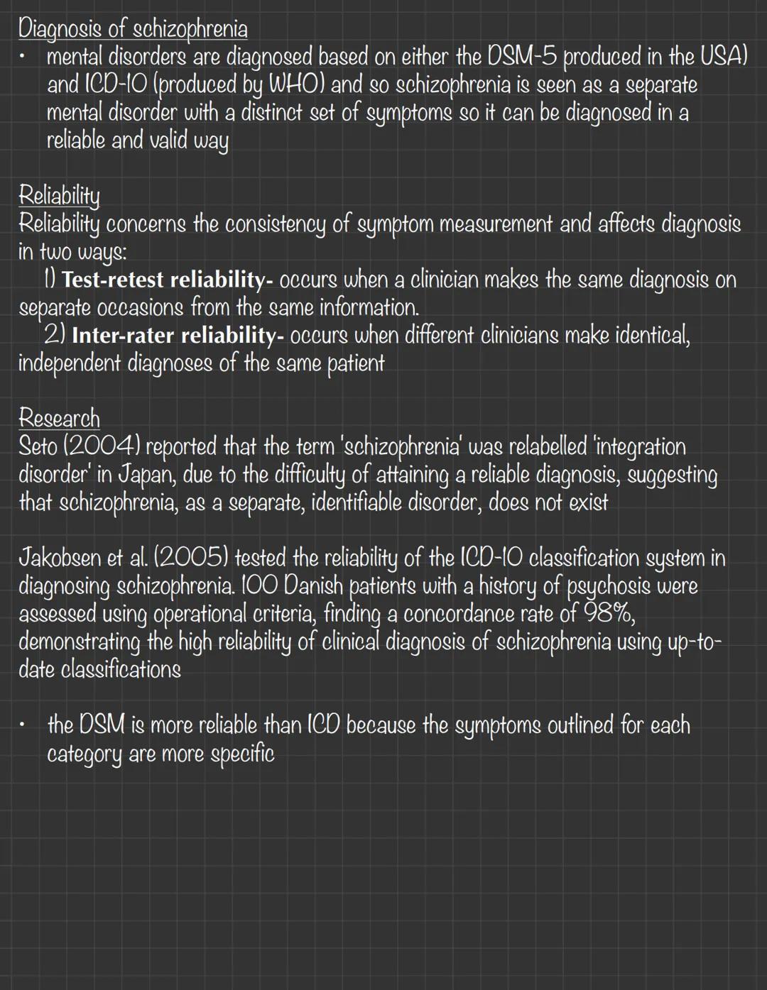 Classification of Schizophrenia
1% of all people develop schizophrenia with differences in prevalence rates, but
considered the most common