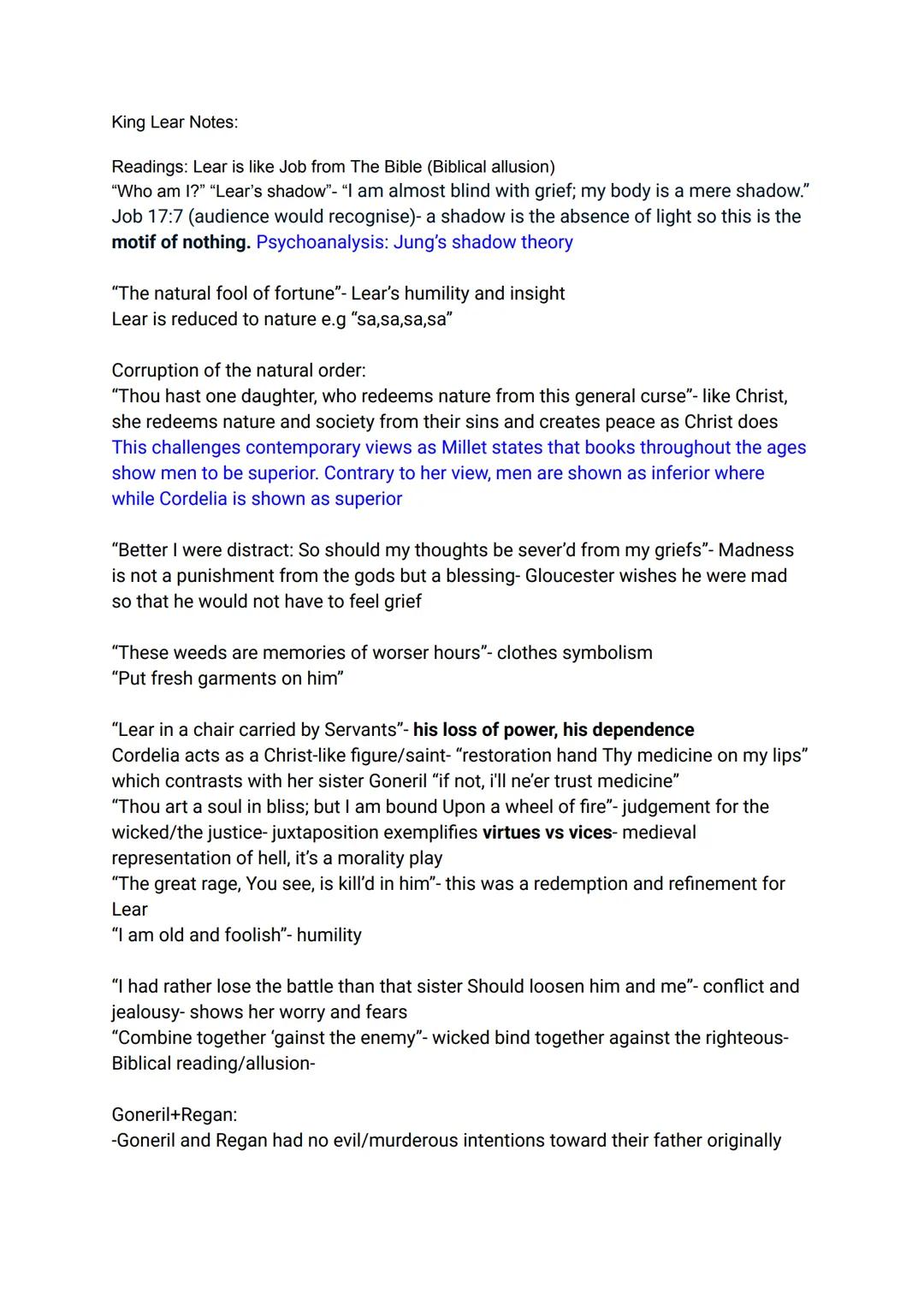 King Lear Notes