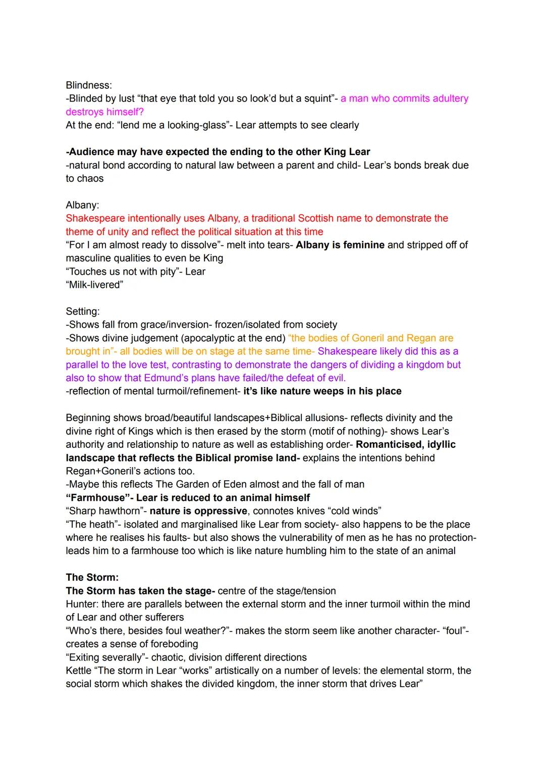 King Lear Notes:
Readings: Lear is like Job from The Bible (Biblical allusion)
"Who am I?" "Lear's shadow"- "I am almost blind with grief; m