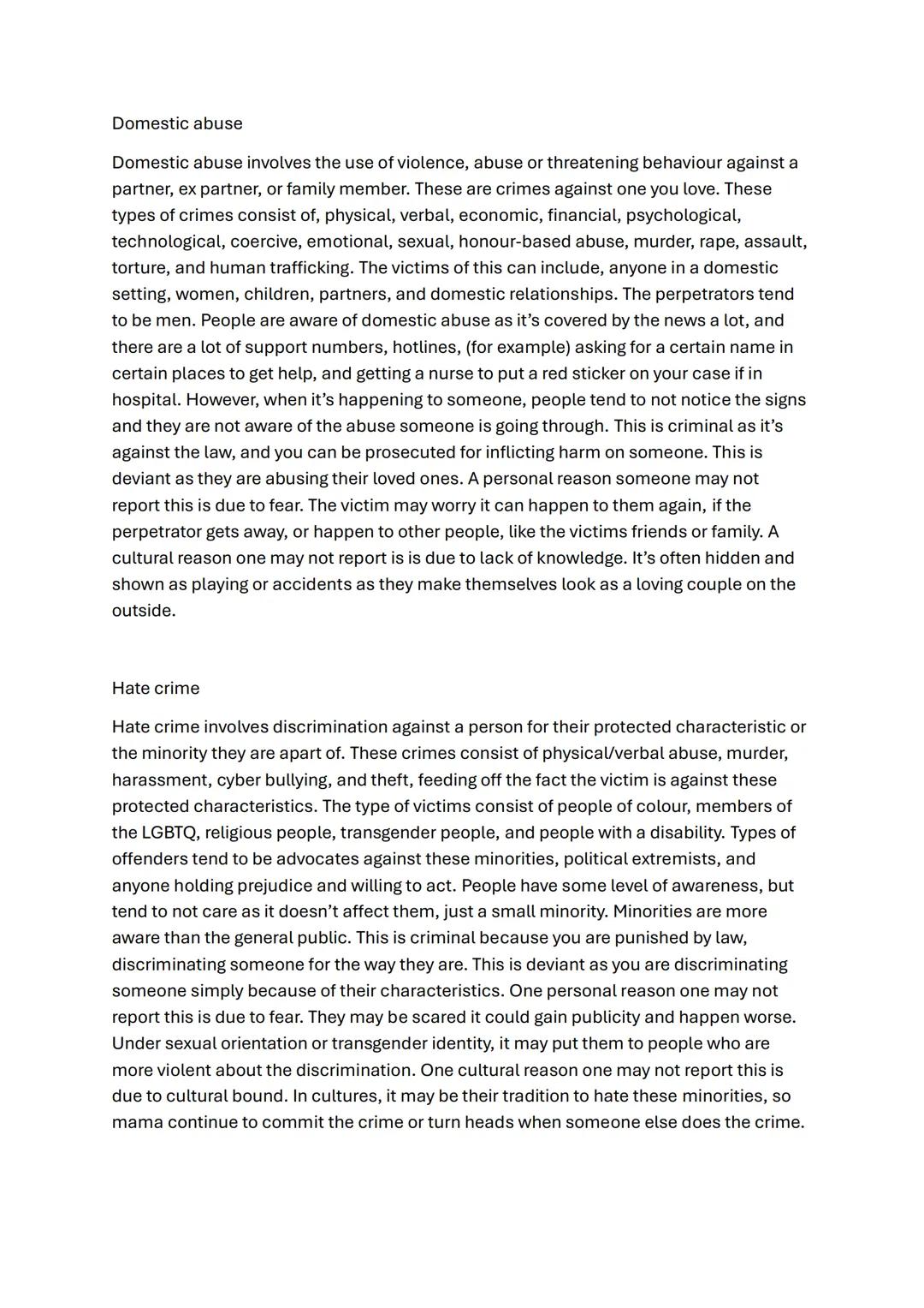 # White collar crime
White collar crime involves financial crimes usually committed by companies,
sometimes against other companies or indi