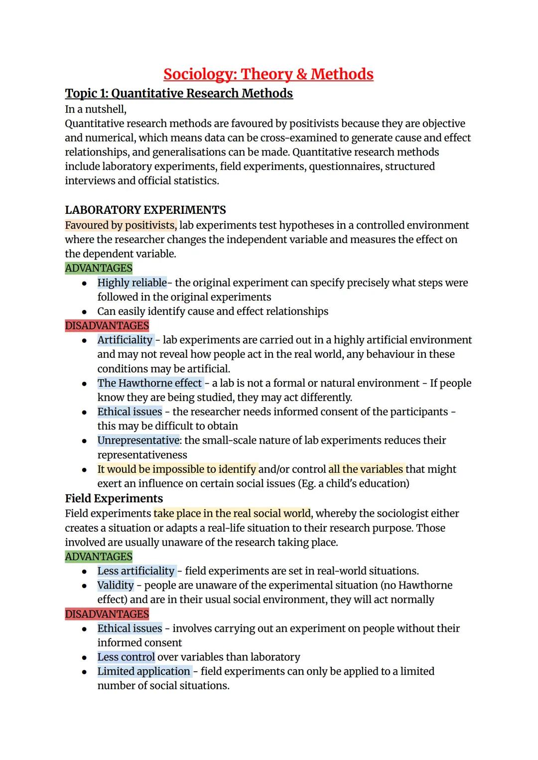 Theory and Methods-AQA A-level Sociology
