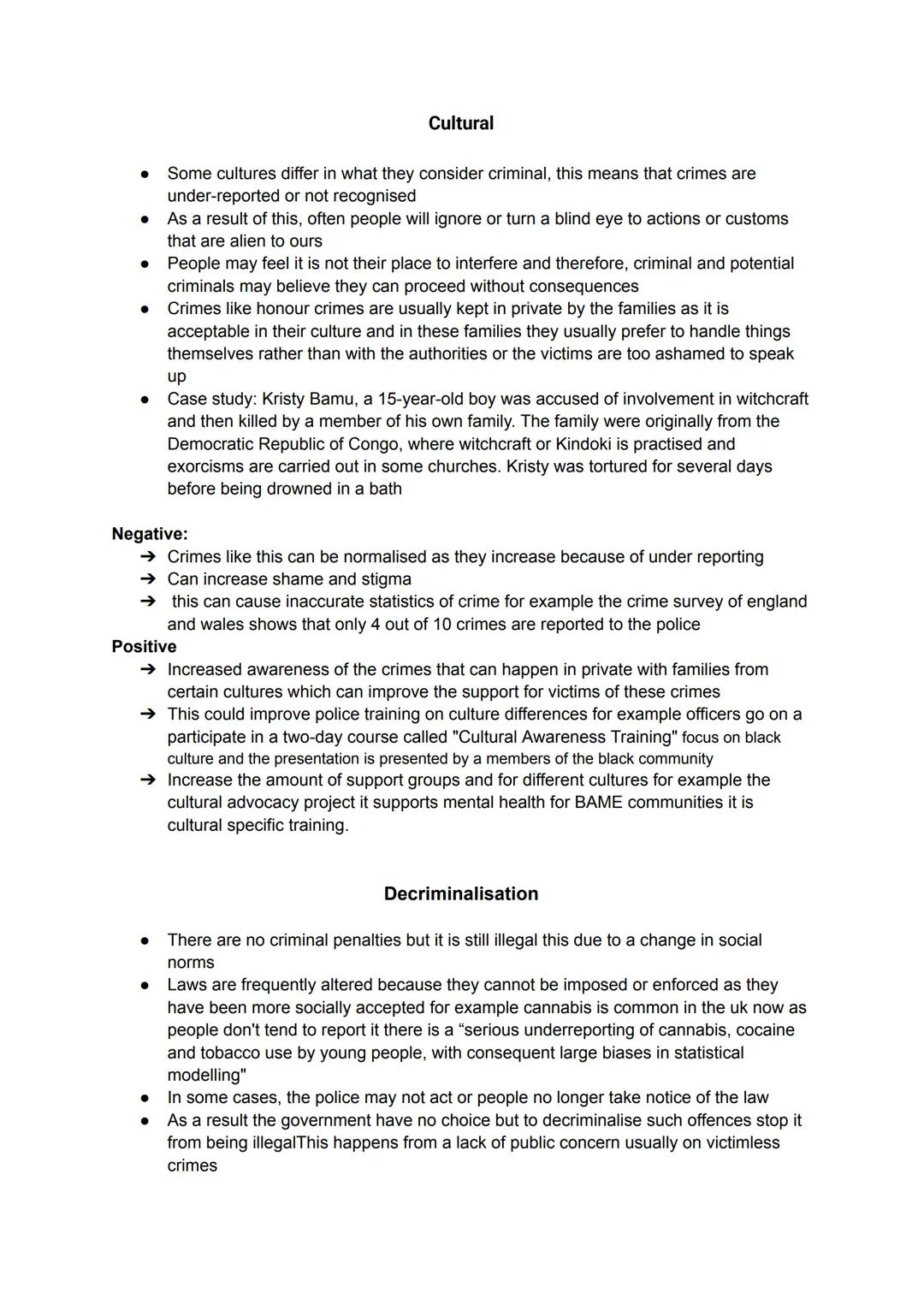 Criminology
AC1.3 Task 2
Consequence of unreported crime
➤ Ripple effect
➤ Cultural
Decriminalisation
Police prioritisation
Unrecorded crim
