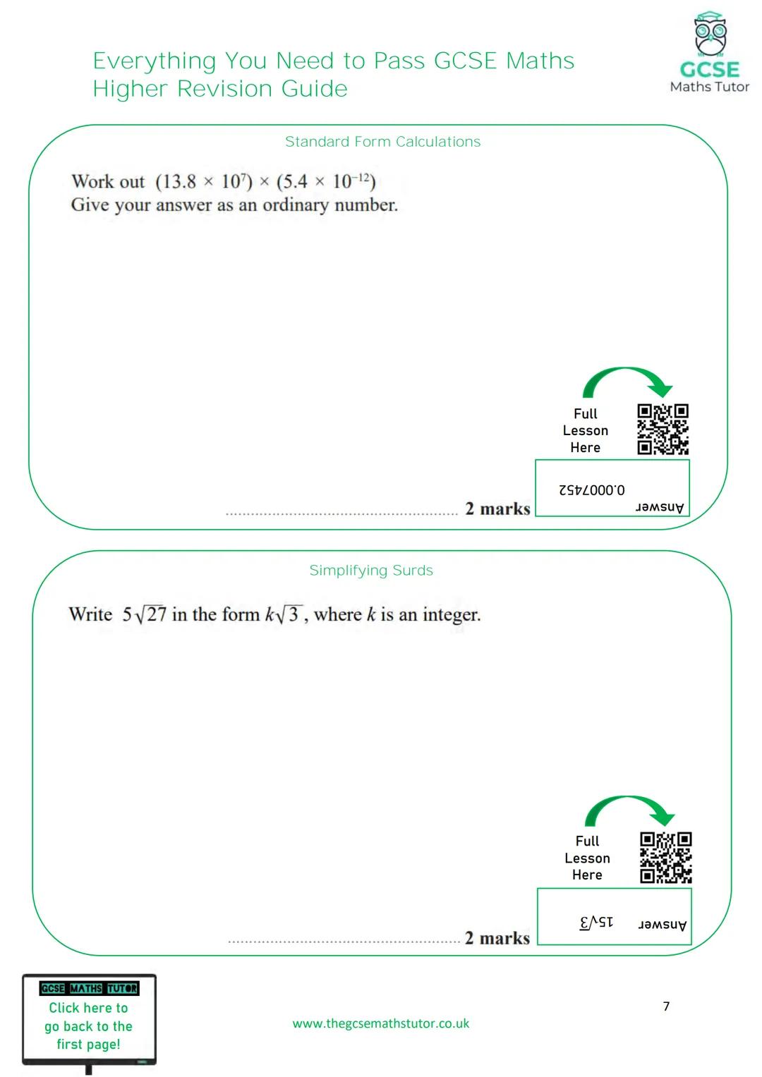 TGMT
THE ULTIMATE
REVISION GUIDE
FOR GCSE MATHS
EVERYTHING YOU NEED TO
PASS YOUR GCSE MATHS EXAM
HIGHER TIER
WWW.THEGCSEMATHSTUTOR.CO.