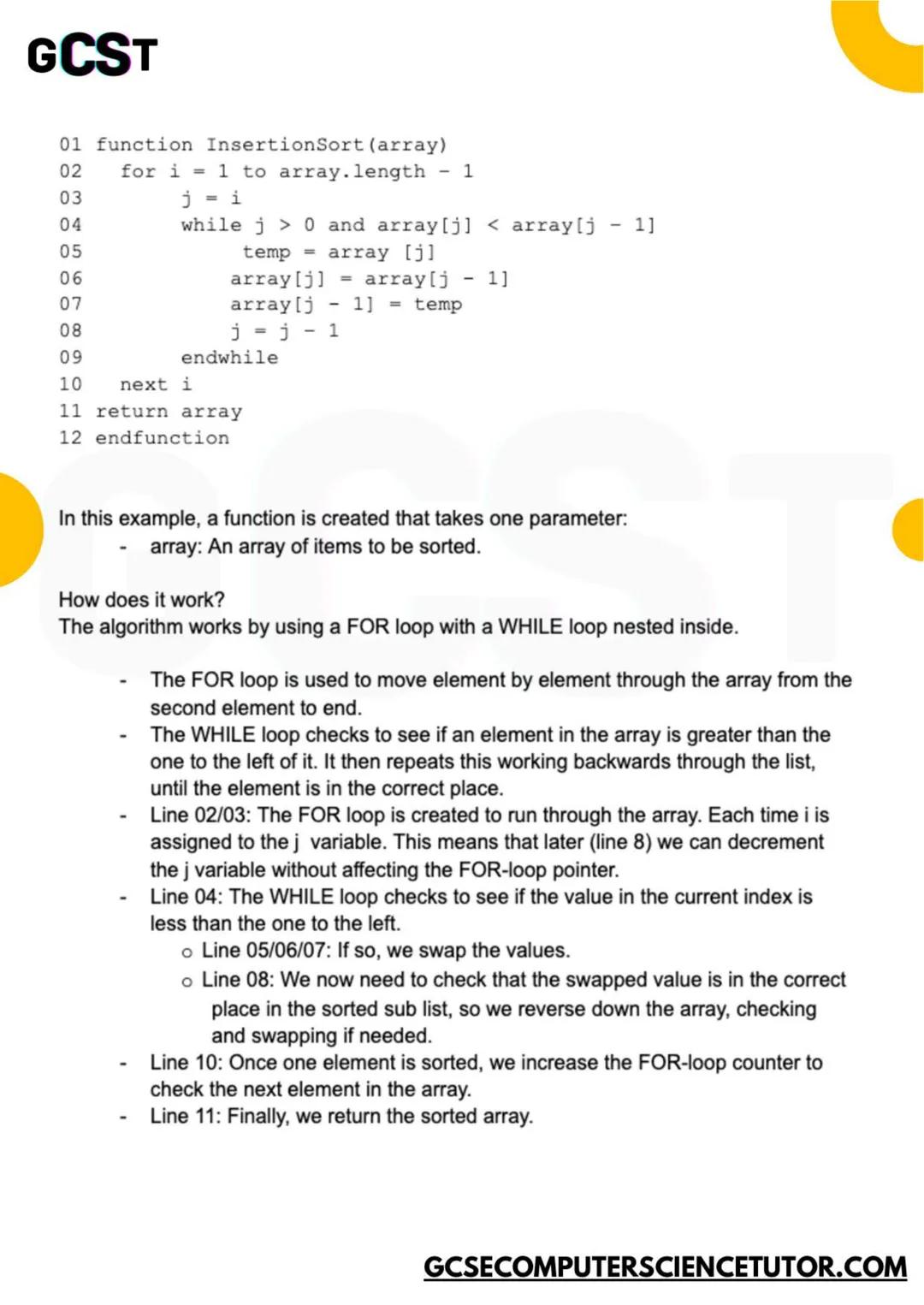 GCST
2.1
ALGORITHMS
SEARCH & SORTING ALGORITHMS
code is written in OCR Exam Reference Language
GCSE OCR
GCSECOMPUTERSCIENCETUTOR.COM GCS