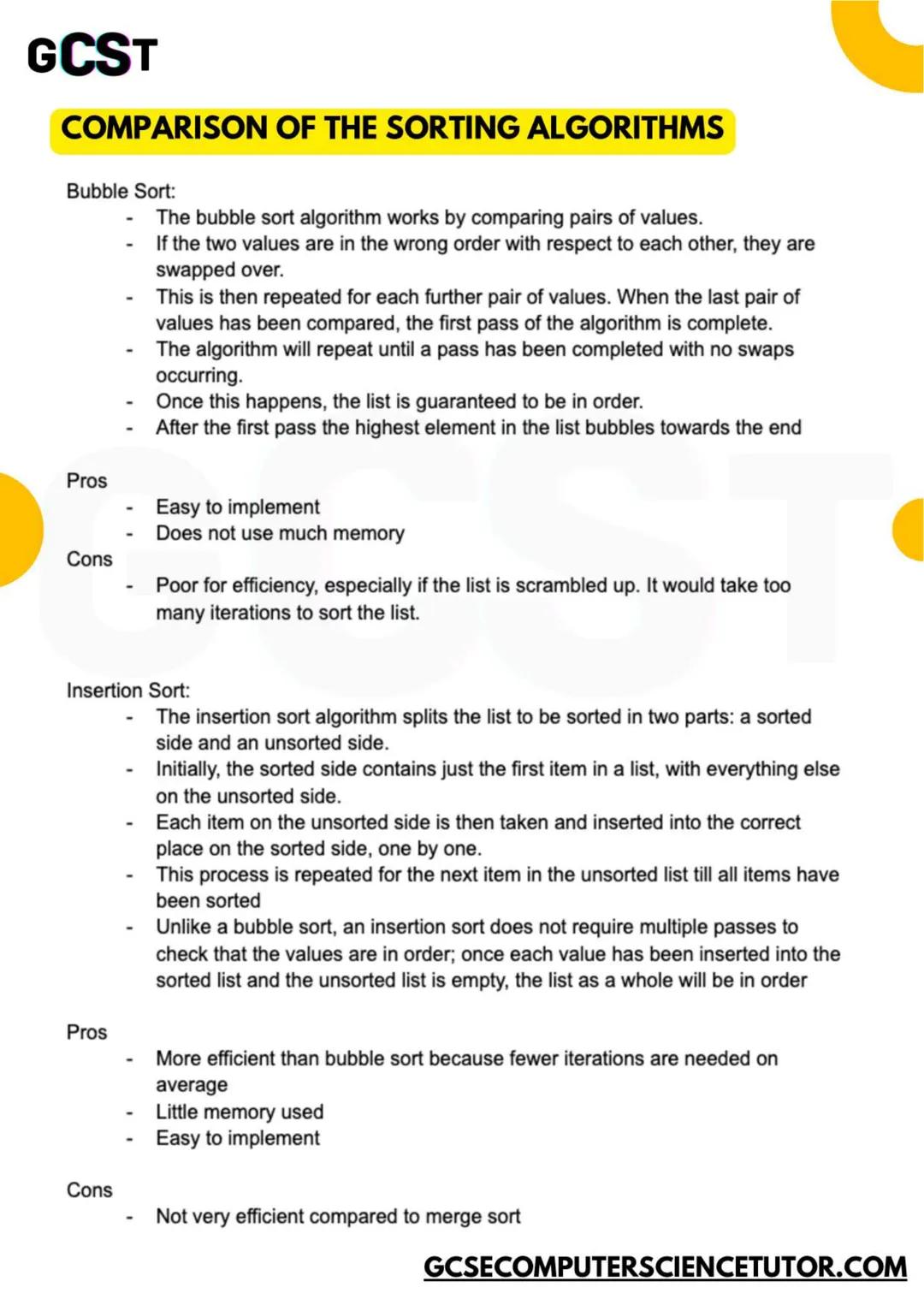 GCST
2.1
ALGORITHMS
SEARCH & SORTING ALGORITHMS
code is written in OCR Exam Reference Language
GCSE OCR
GCSECOMPUTERSCIENCETUTOR.COM GCS