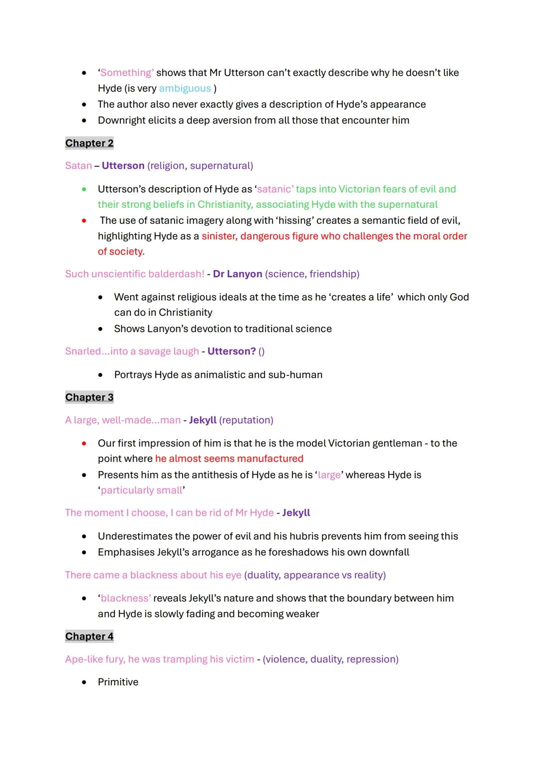 Jekyll and Hyde quote bank in chronological order + analysis
Quote, Character, Techniques/key words, Context
Definitions/ key words-
Darw