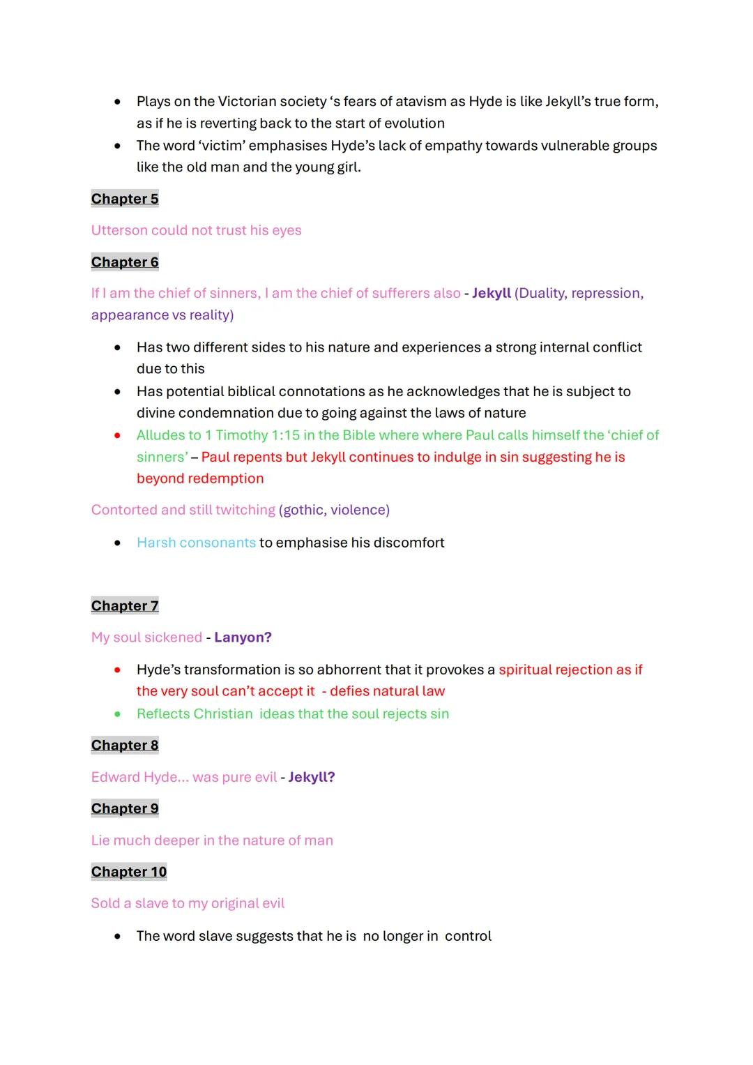Jekyll and Hyde quote bank in chronological order + analysis
Quote, Character, Techniques/key words, Context
Definitions/ key words-
Darw