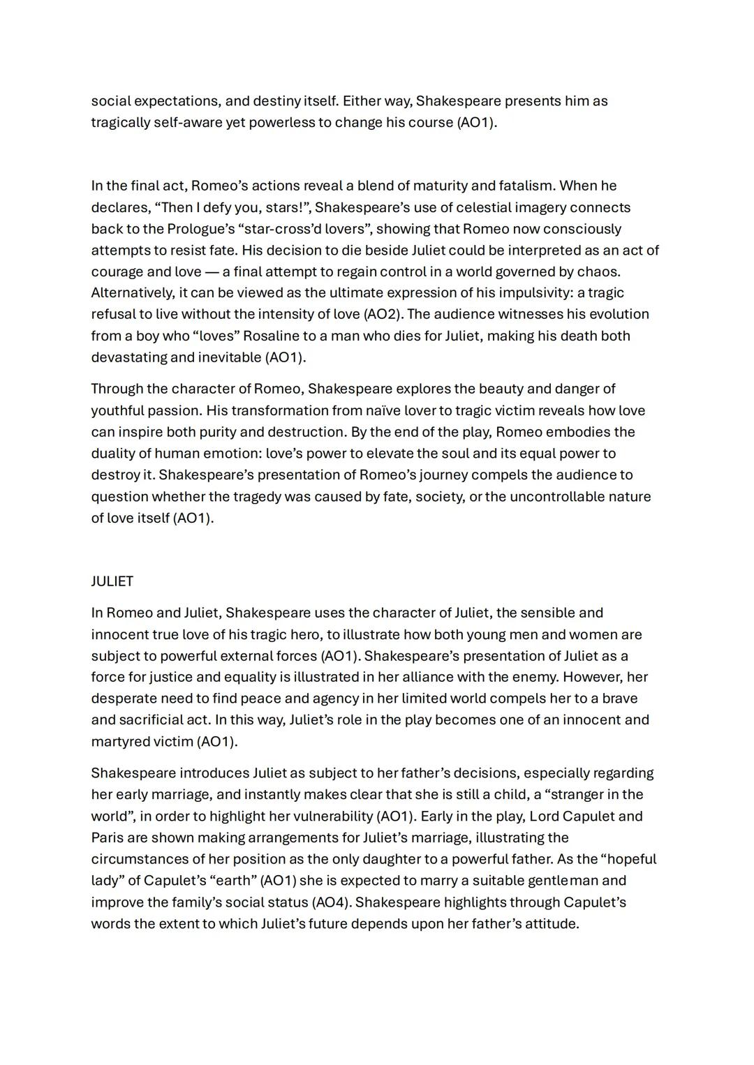 # ROMEO + JULIET 25 MARKERS FULL
ROMEO
In Romeo and Juliet, Shakespeare presents Romeo as a passionate, impulsive and
idealistic young man