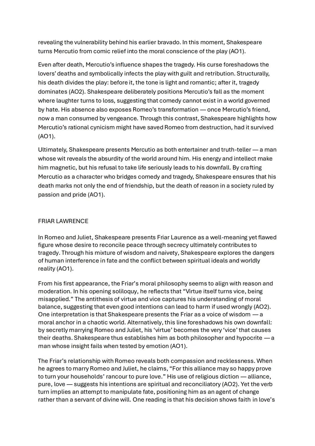 # ROMEO + JULIET 25 MARKERS FULL
ROMEO
In Romeo and Juliet, Shakespeare presents Romeo as a passionate, impulsive and
idealistic young man