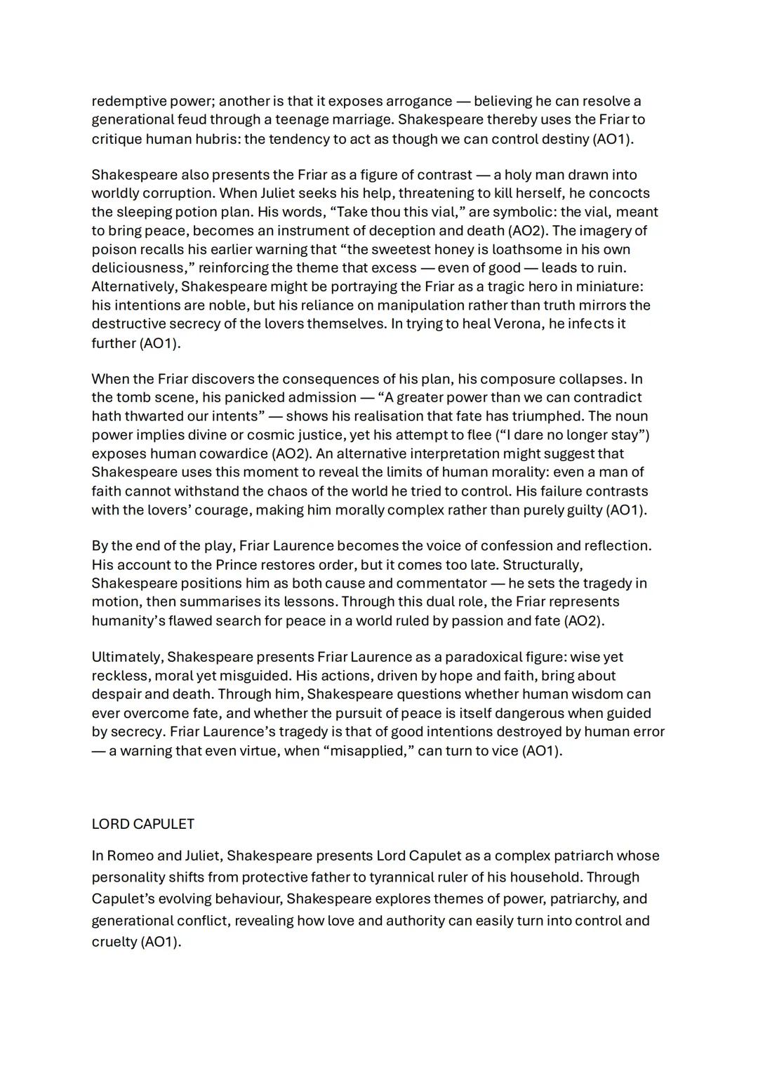 # ROMEO + JULIET 25 MARKERS FULL
ROMEO
In Romeo and Juliet, Shakespeare presents Romeo as a passionate, impulsive and
idealistic young man