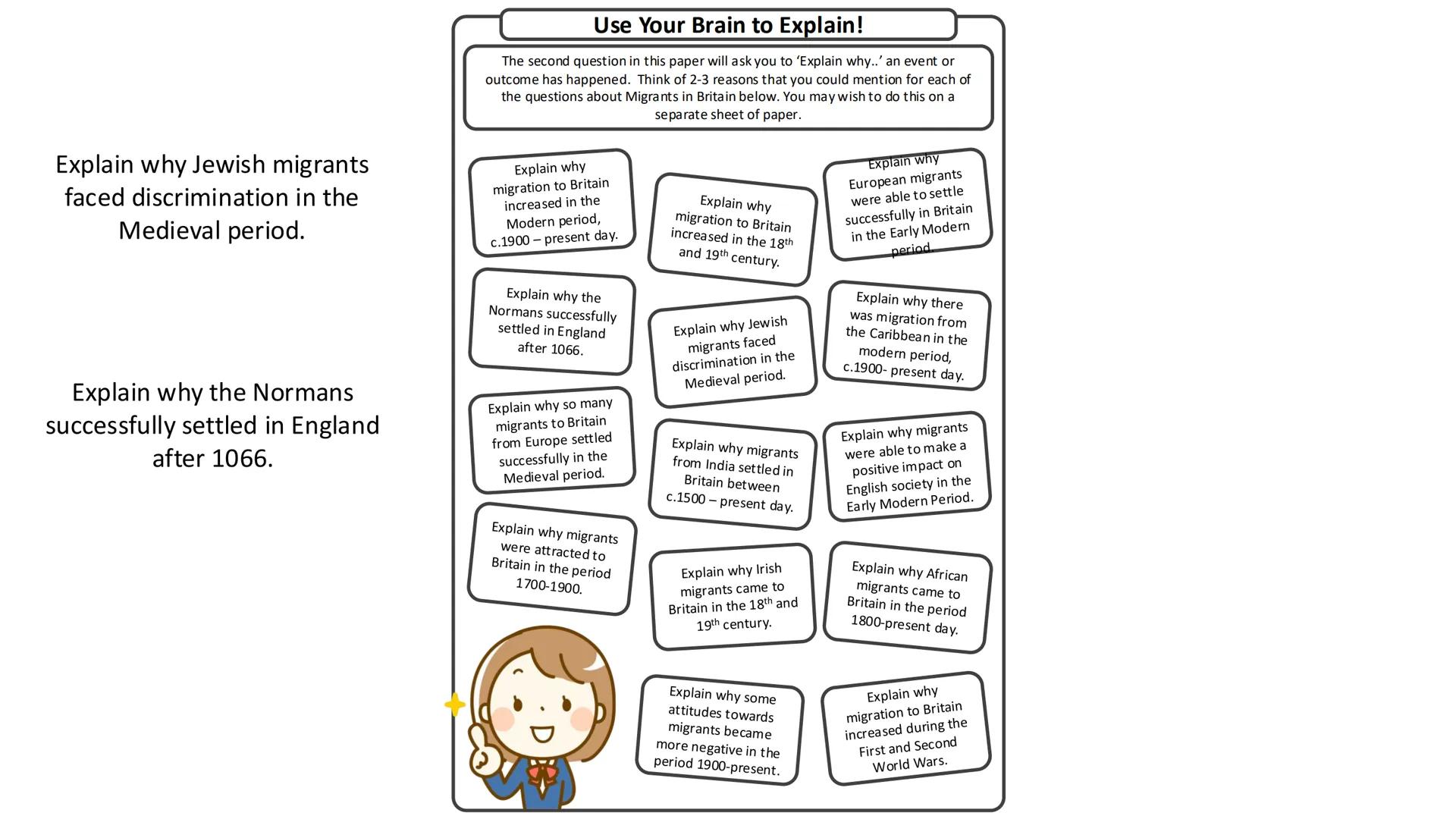 LESSON 2
UNIT 1: Medieval England c.800 – c.1500
Why did different groups migrate to England during the medieval period?
In Medieval times,