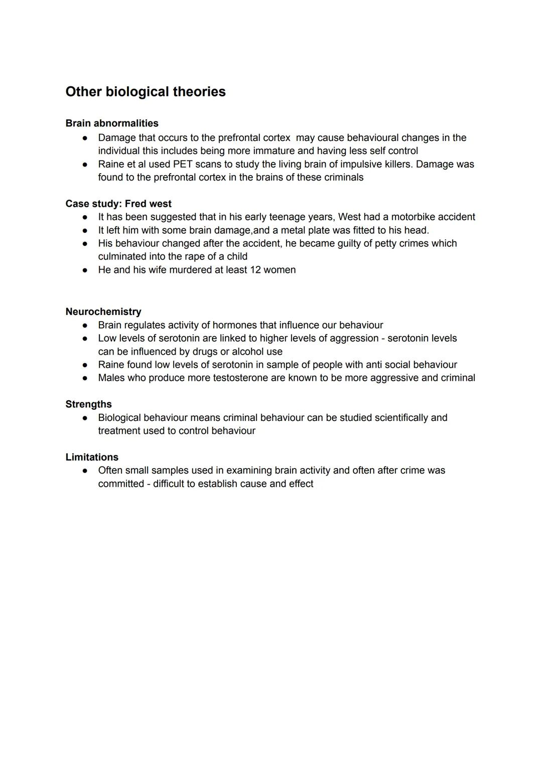 Criminology Unit 2 AC2.1
Biological theories of criminality
Physiological theories
→ The idea criminals are physically different to non c