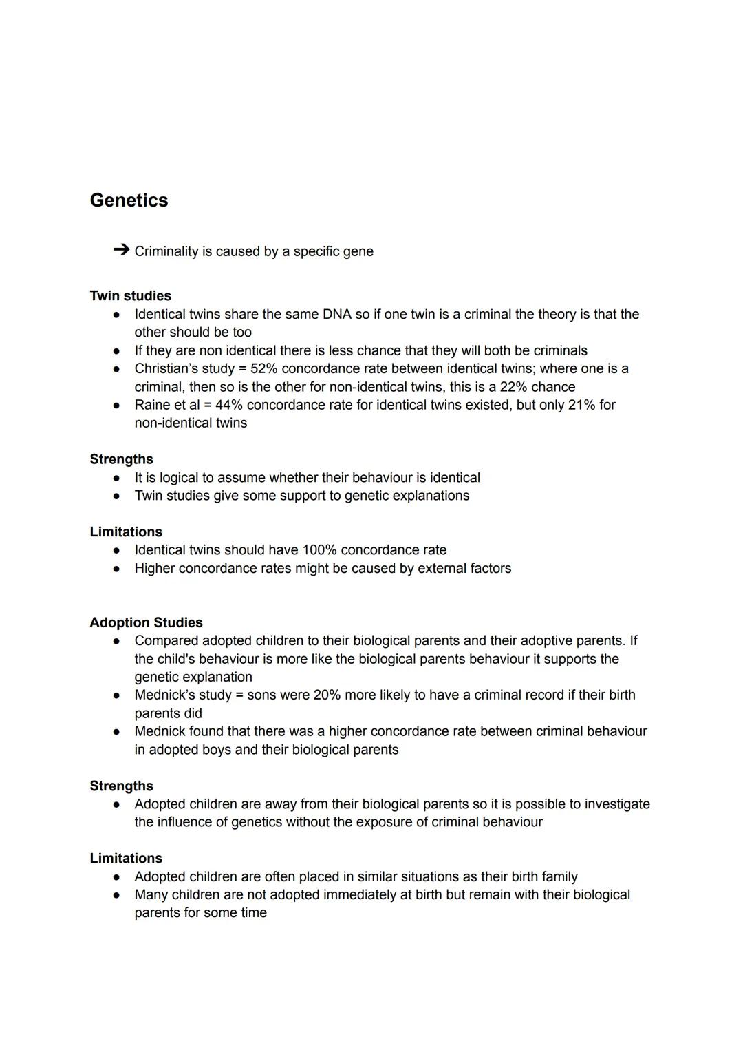 Criminology Unit 2 AC2.1
Biological theories of criminality
Physiological theories
→ The idea criminals are physically different to non c