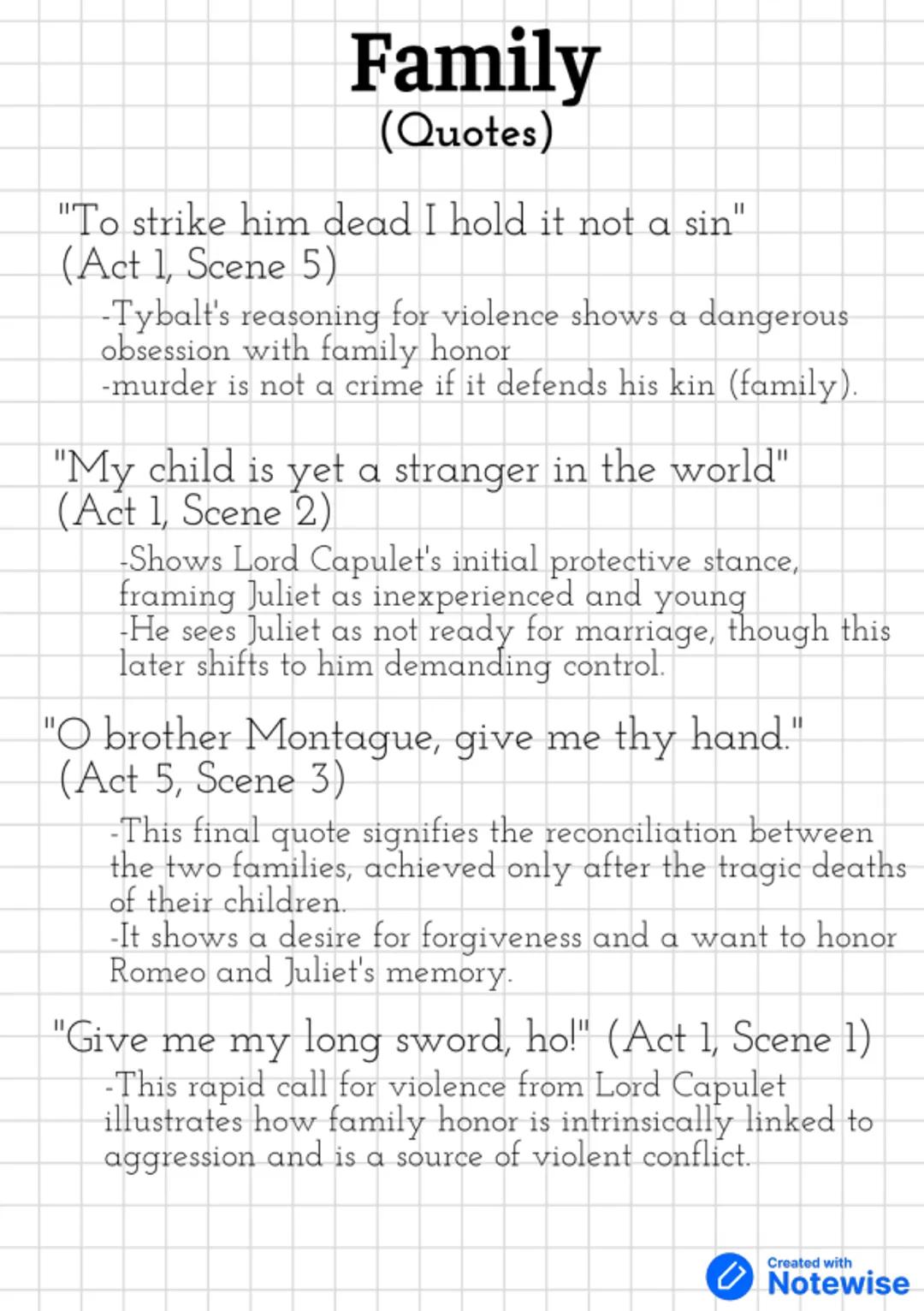 # Romeo and Juliet key
# themes
## Love
### Context
The play explores various forms of
love.
This includes the pure, impulsive love
bet