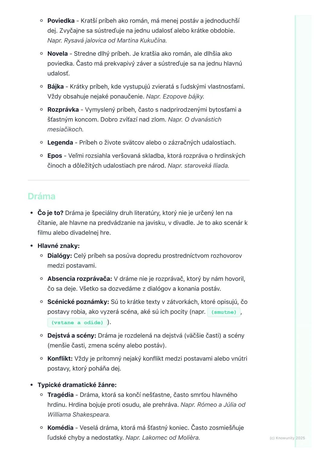 # Literárne druhy a žánre
1. Úvod do literárnych druhov a žánrov
Keď čítame knihy alebo pozeráme divadlo, stretávame sa s rôznymi typmi
pr