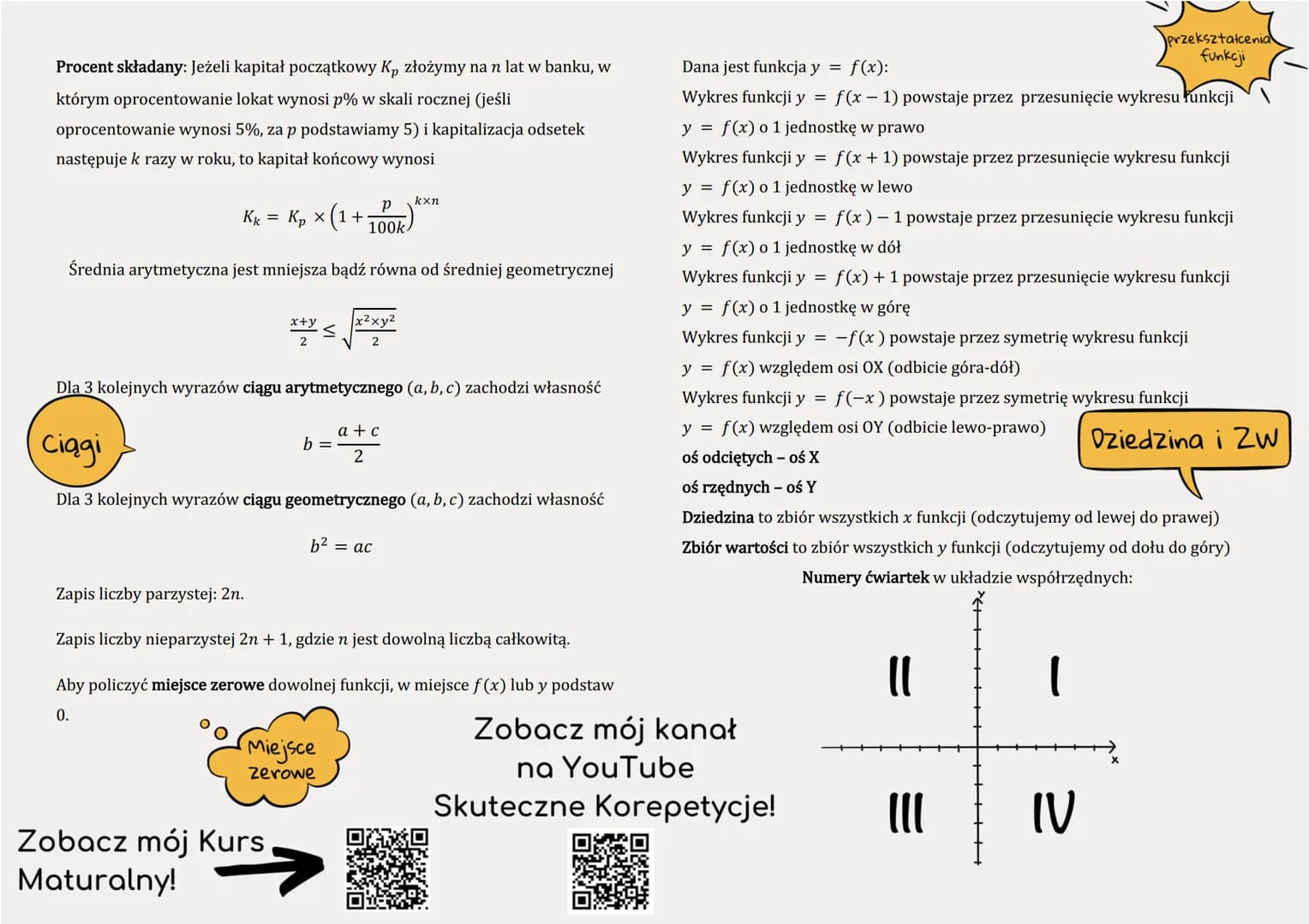 * Wzory, których nie *
ma na maturze
Kwadrat,
sześcian,
prostopadło
Ścian
Przekątna kwadratu d = a√2, gdzie a to bok kwadratu
Przekątna sześ